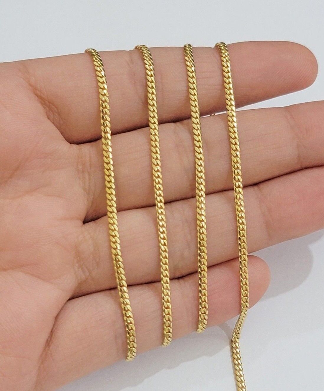 Real 18k Yellow Gold Miami Cuban Chain Necklace 3mm 24 Inch Men Women SOLID SALE - GoldenlinQ