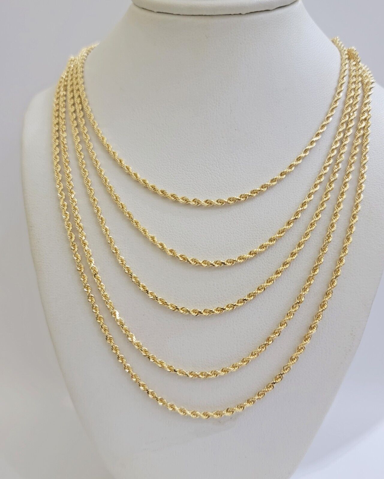 Real 18k Yellow Gold Rope Chain Necklace 20 Inch 2mm Men Women 18 KT SOLID, SALE - GoldenlinQ