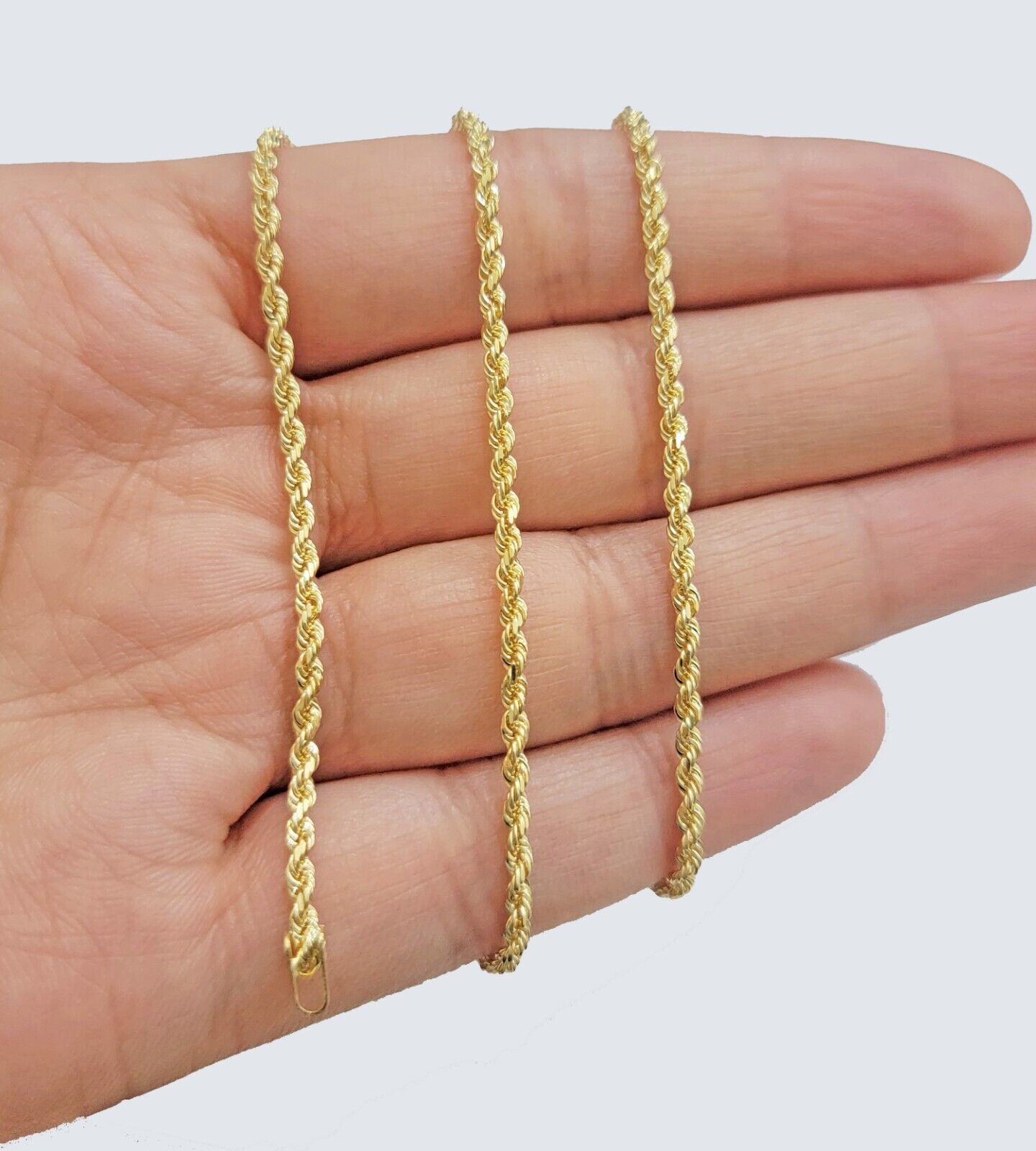 Real 18k Yellow Gold Rope Chain Necklace 20 Inch 2mm Solid 18 KT Men Women, SALE - GoldenlinQ