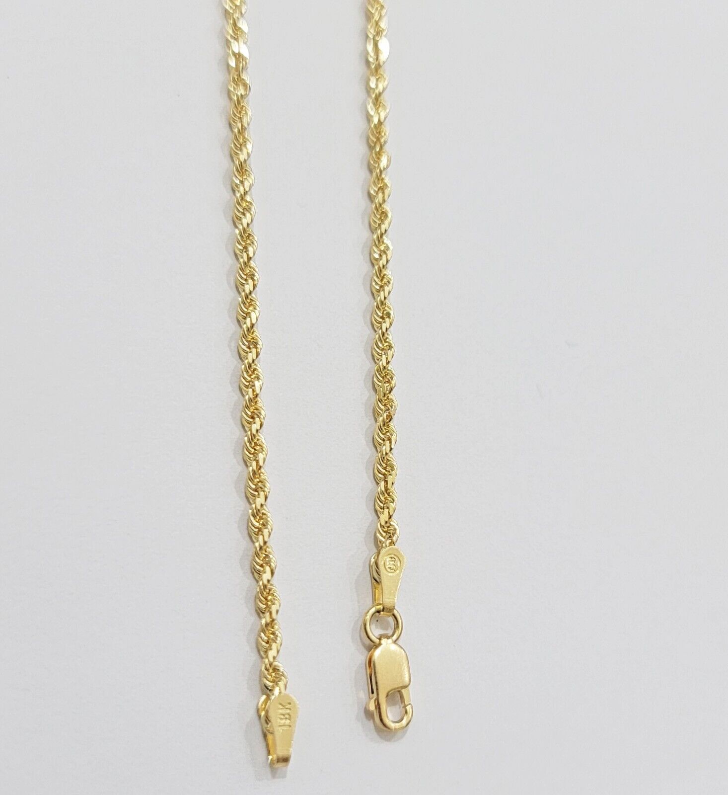 Real 18k Yellow Gold Rope Chain Necklace 22 Inch 2mm Solid 18 KT Men Women, SALE - GoldenlinQ