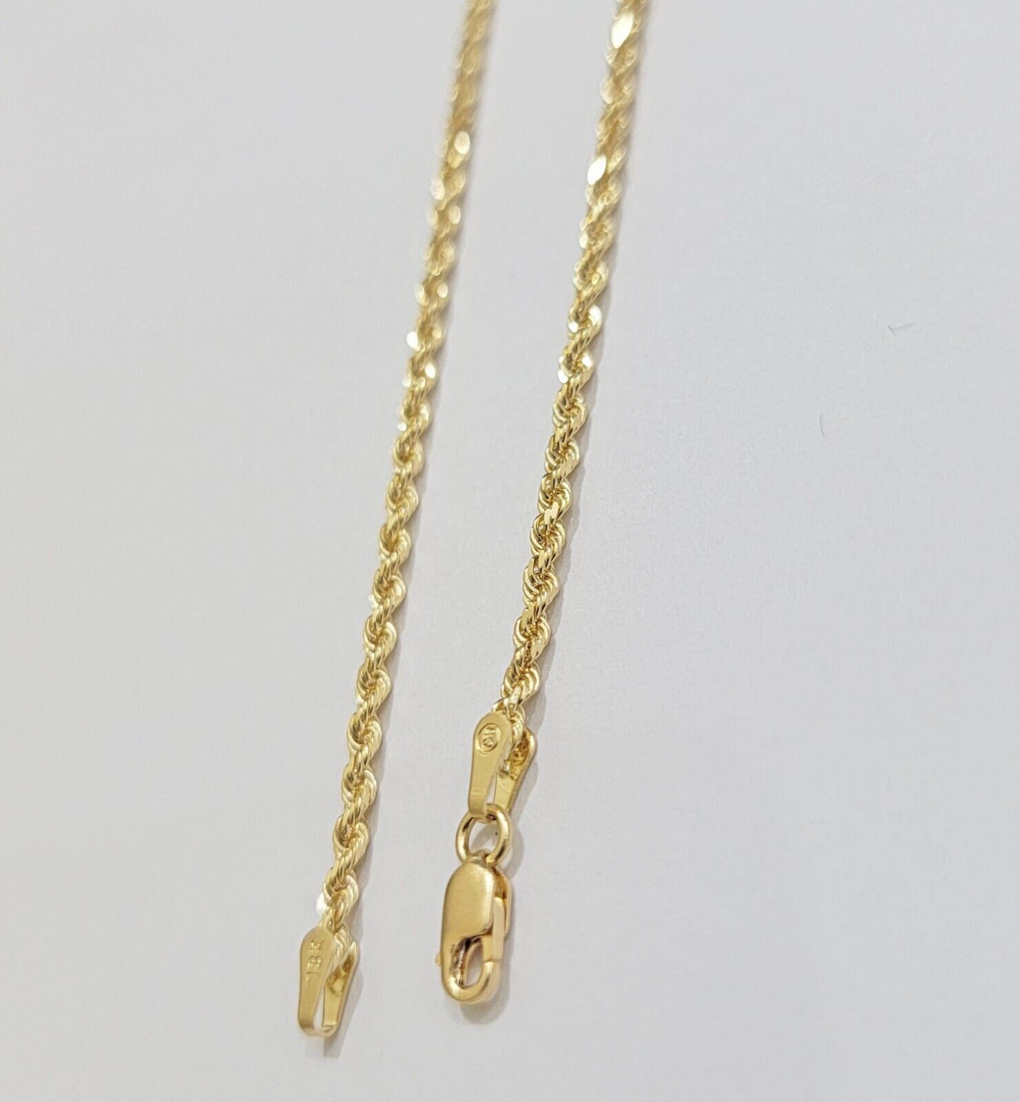 Real 18k Yellow Gold Rope Chain Necklace 24 Inch 2mm Solid 18 KT Men Women, SALE - GoldenlinQ