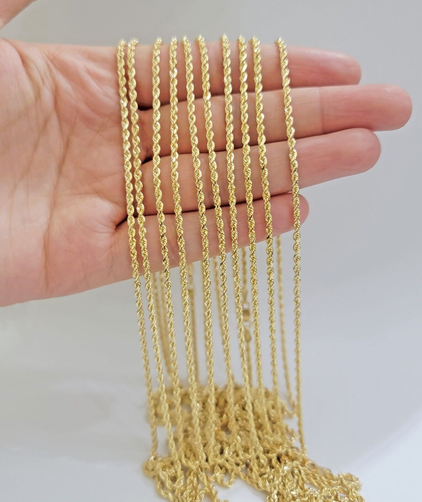 Real 18k Yellow Gold Rope chain necklace 2mm 16 - 24 Inch Men women SOLID HEAVY - GoldenlinQ