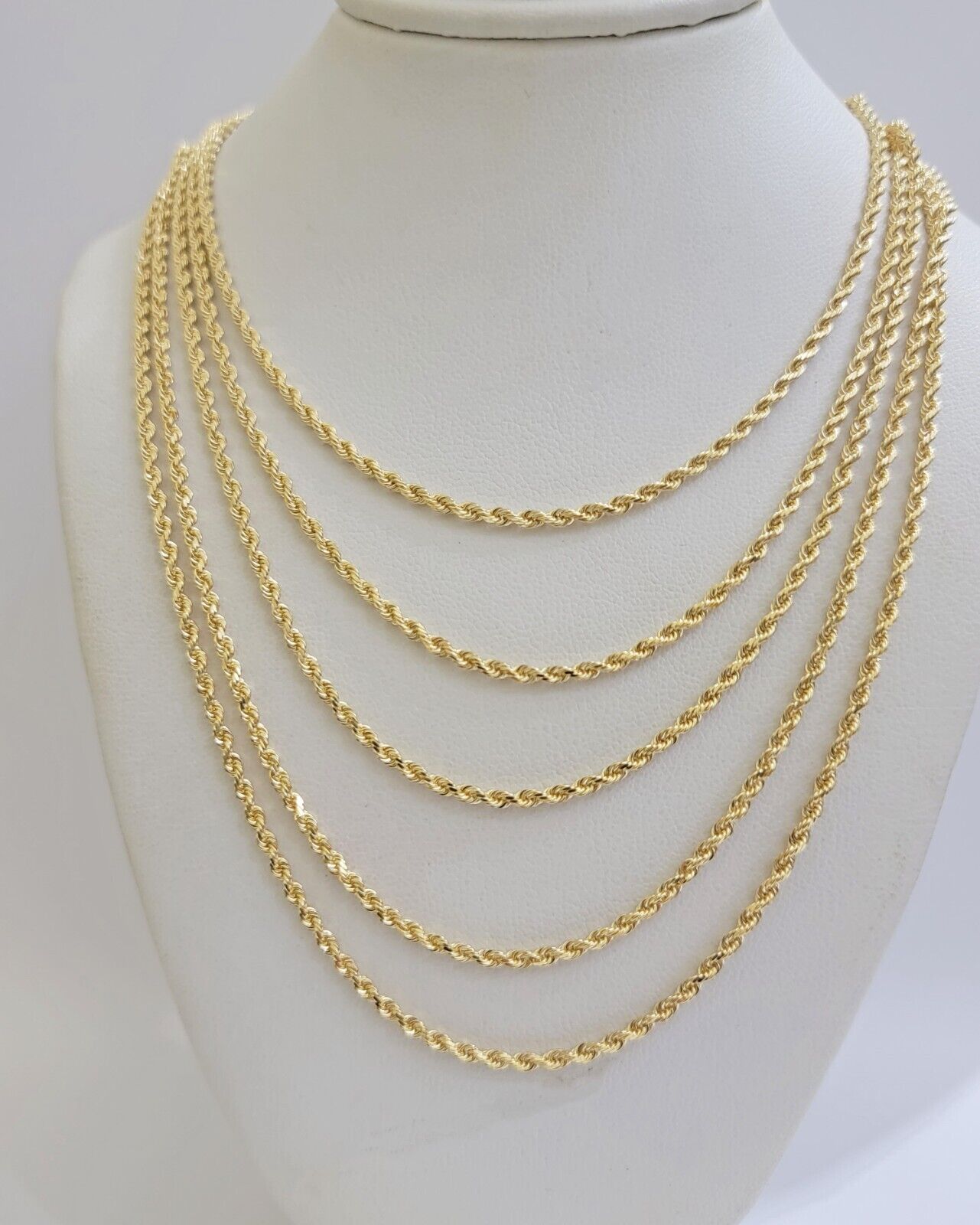Real 18k Yellow Gold Rope chain necklace 2mm 16 - 24 Inch Men women SOLID HEAVY - GoldenlinQ