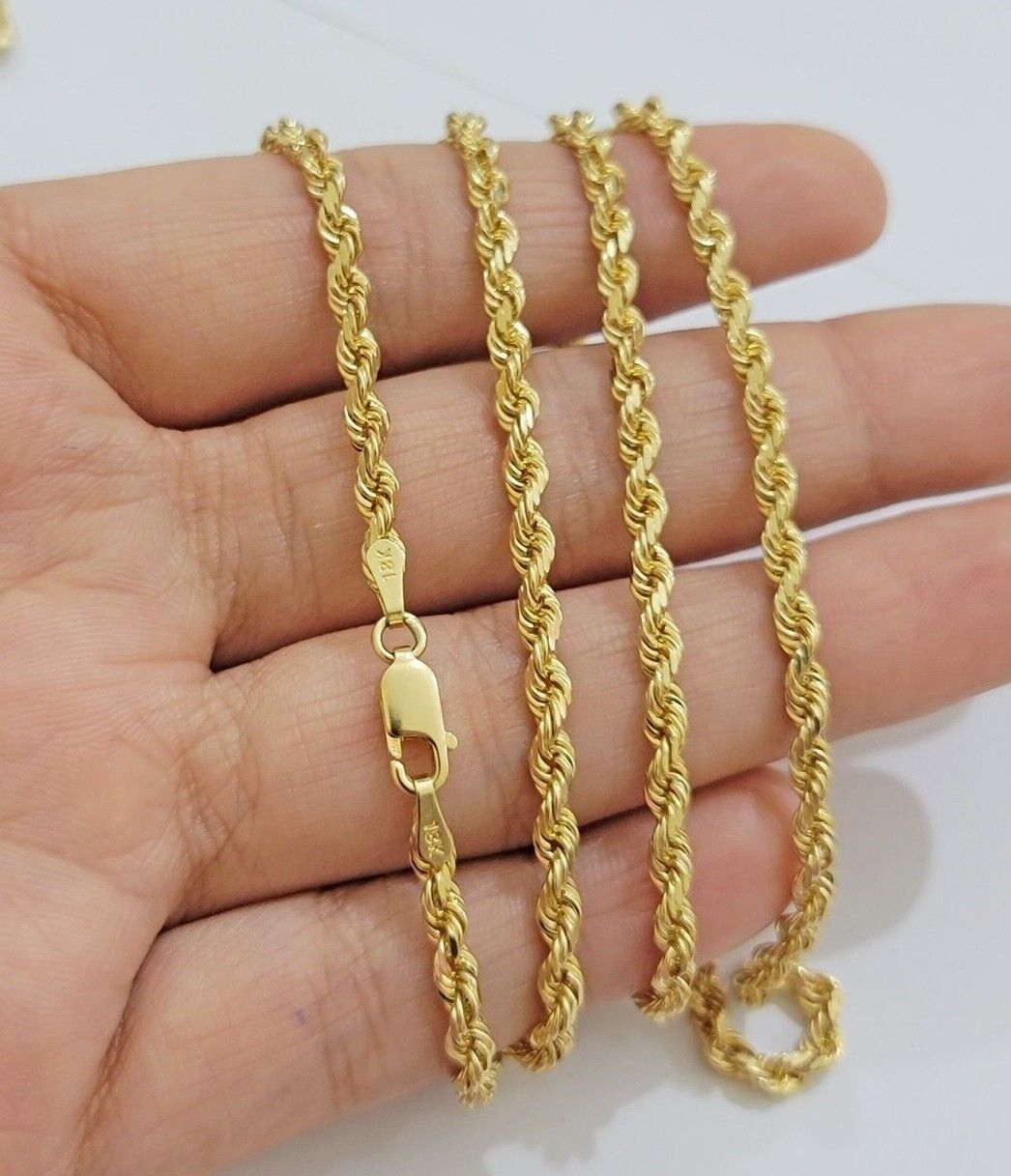 Real 18k Yellow Gold Rope Chain Necklace 3mm 26'' Inch Men Women SOLID HEAVY NEW - GoldenlinQ