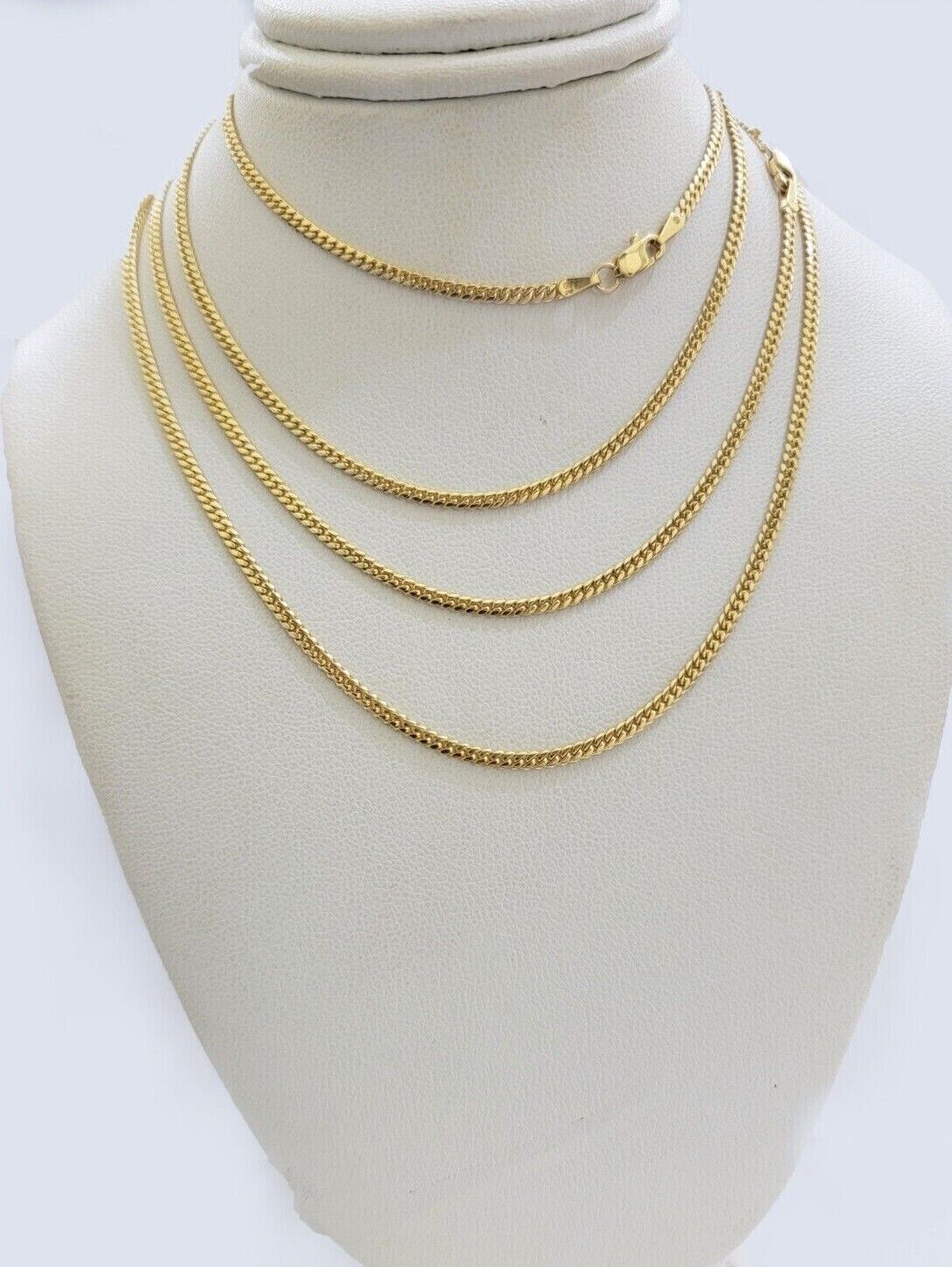 Real 18kt Yellow Gold Miami Cuban Chain Necklace 3mm 22 Inch Men Women SOLID NEW - GoldenlinQ