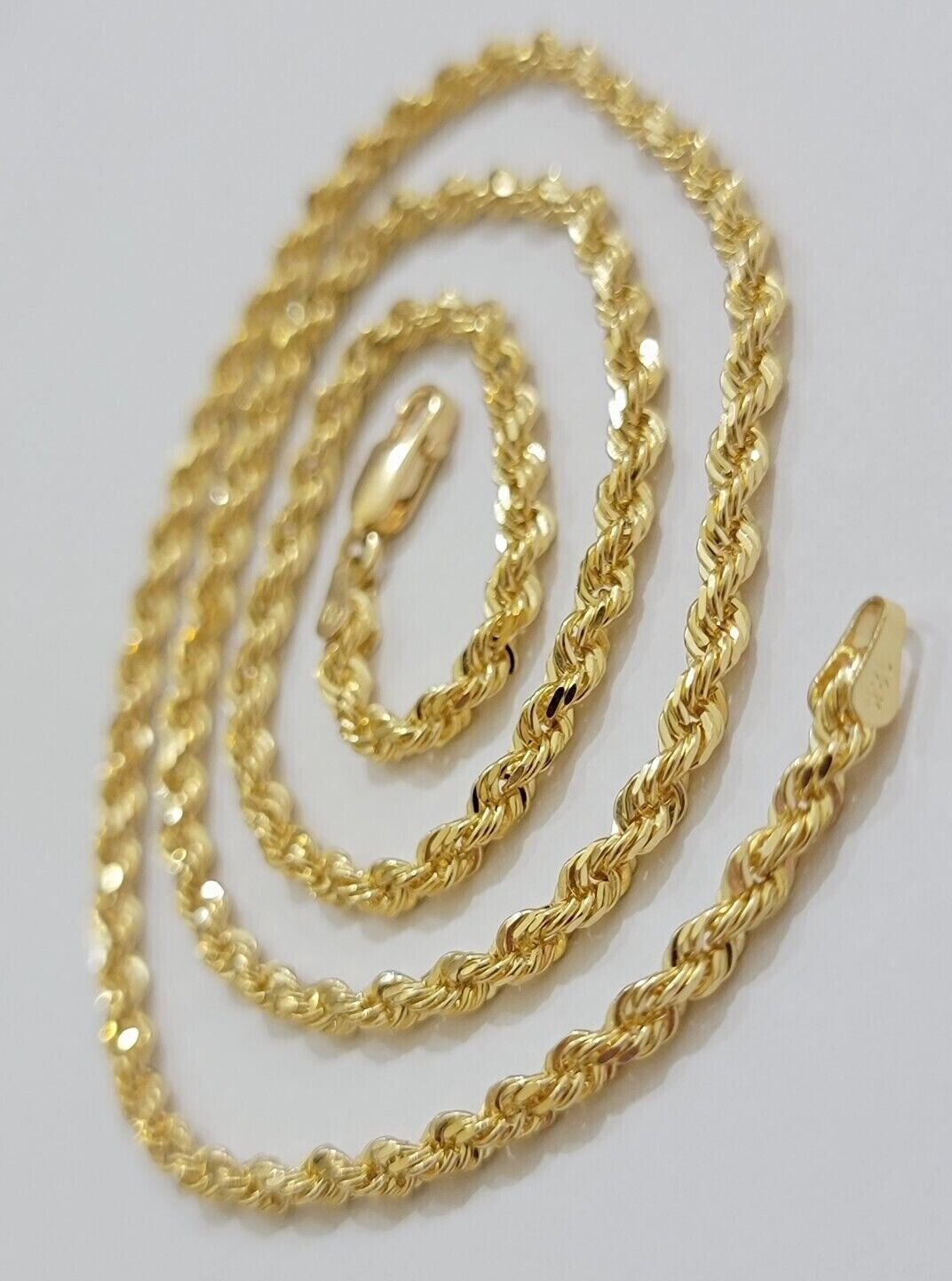 Real 18kt Yellow Gold Rope Chain Necklace 3mm 20' Inch Men Women SOLID HEAVY 18k - GoldenlinQ