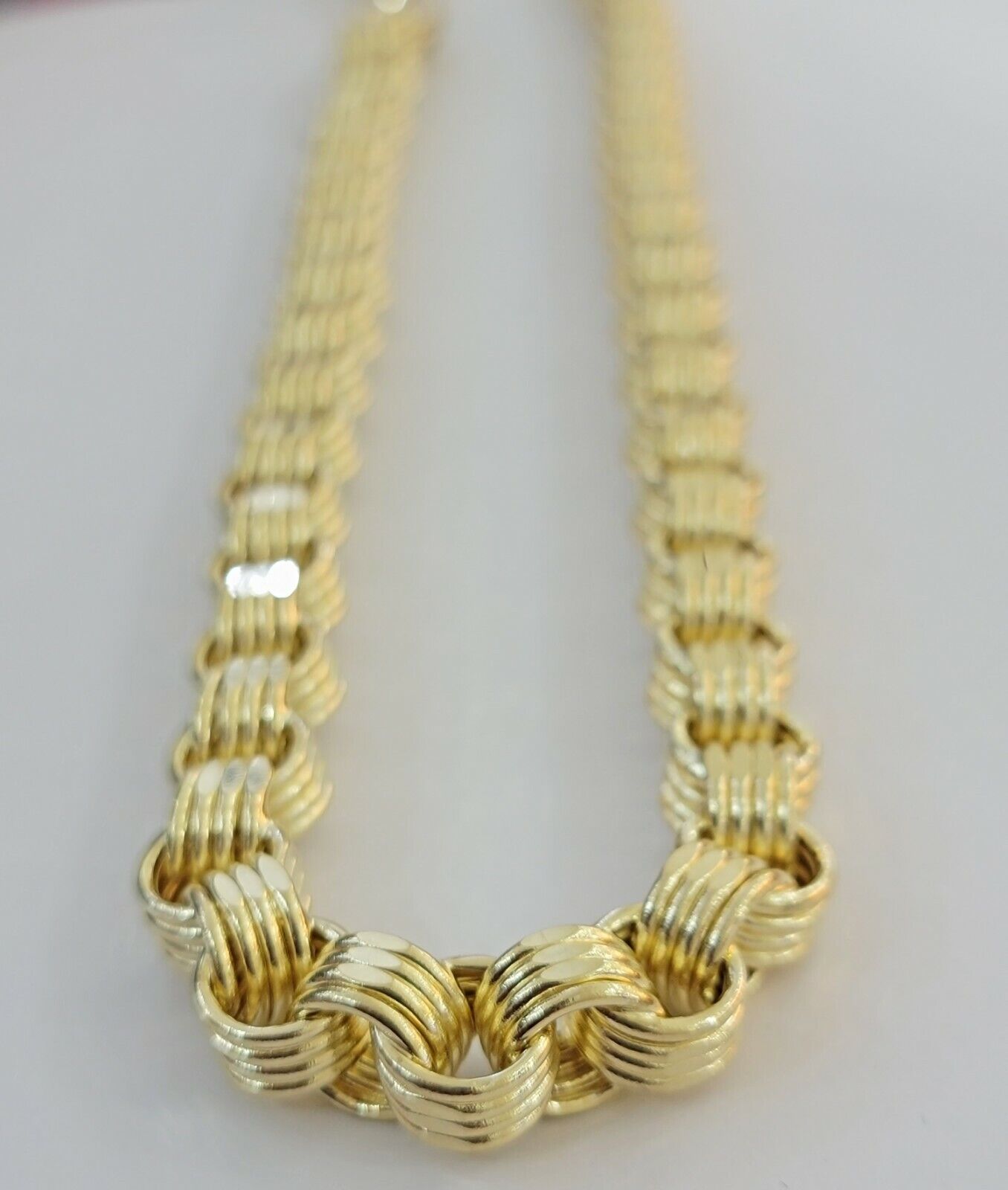 Real Box Byzantine chain necklace 7mm 10K Yellow Gold 22 Inches Men's 10KT - GoldenlinQ