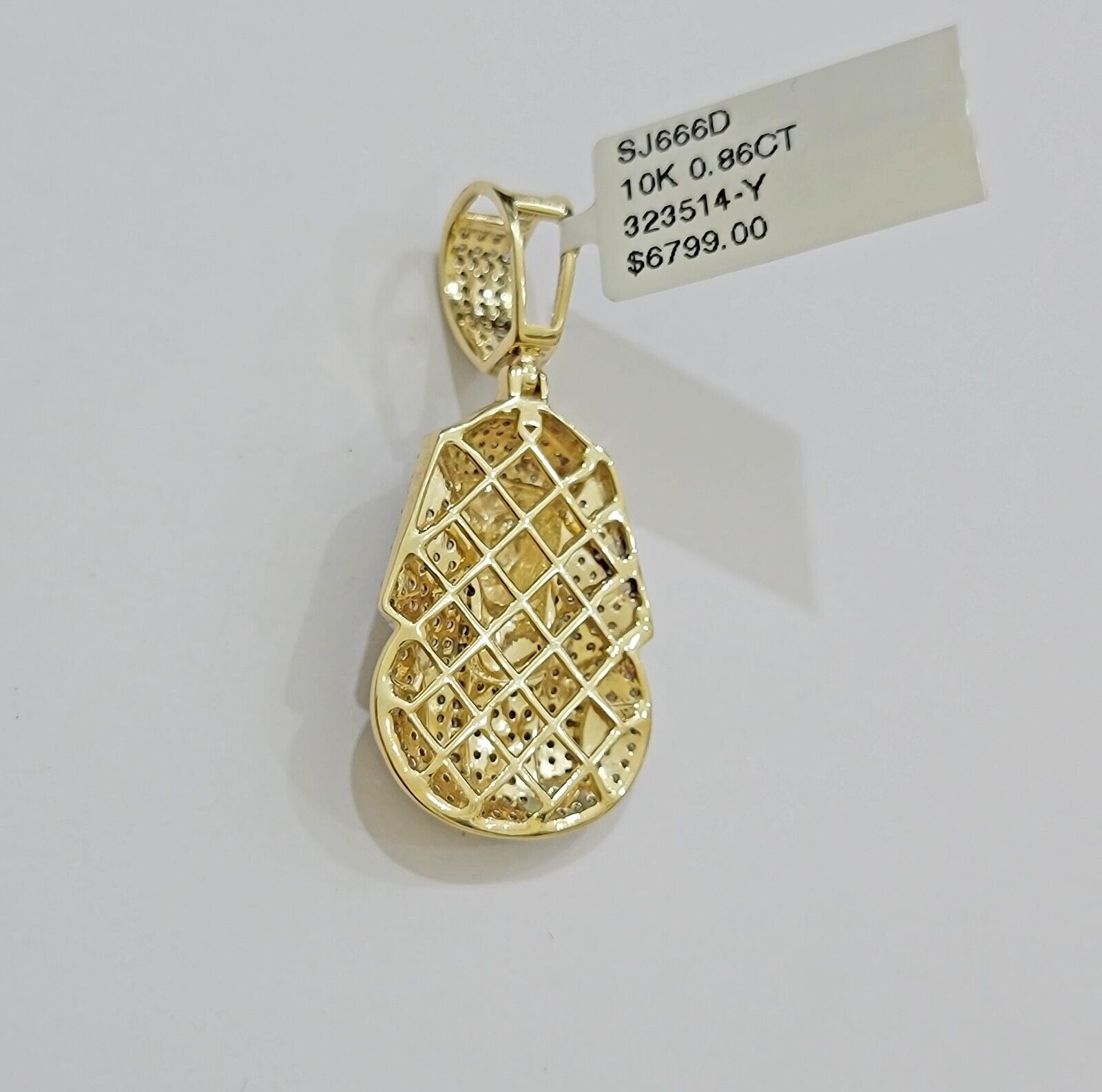 Real Diamond Charm Pendant Pharoah Head 10k Yellow Gold Solid For mens 1.5 Inch - GoldenlinQ