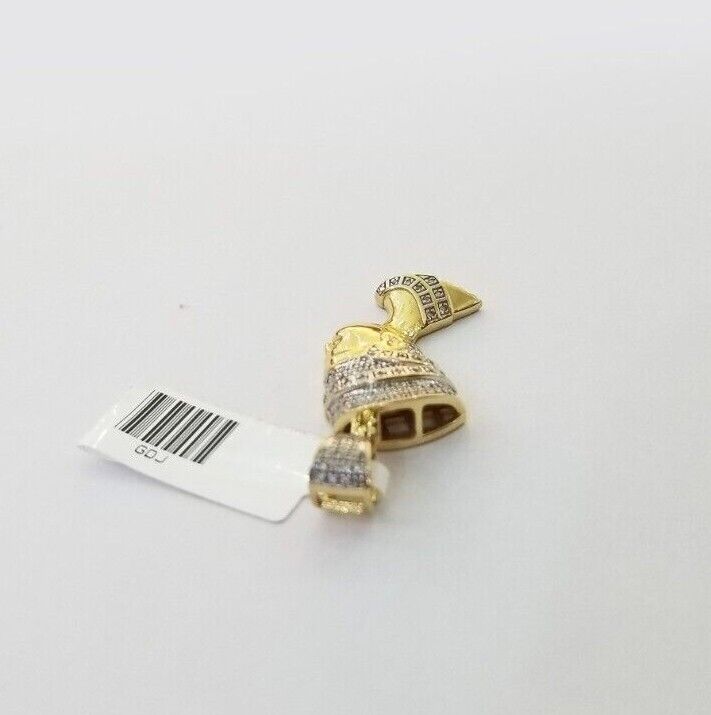 Real Diamond Egyptian Queen Nefertiti Pendant 10K Yellow Gold Charm Men - GoldenlinQ