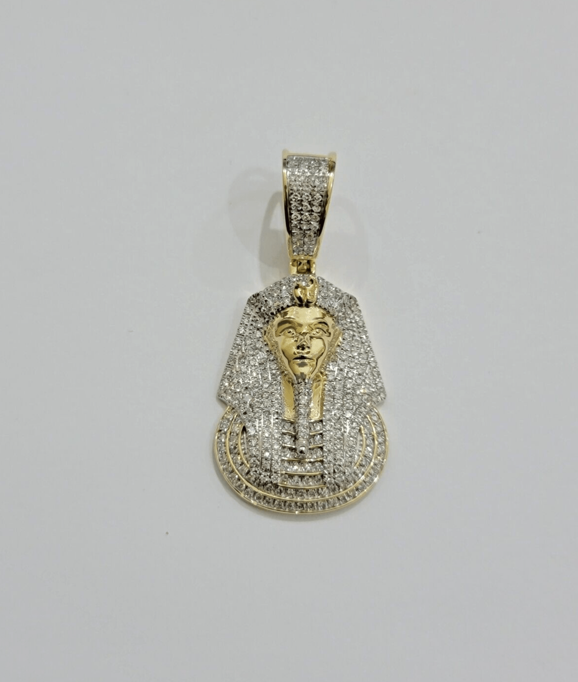 Real Diamond Pharoah Charm Pendant 10k Yellow Gold 0.85 CT Natura Chain Necklace - GoldenlinQ