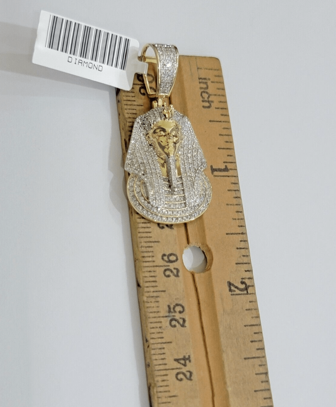 Real Diamond Pharoah Charm Pendant 10k Yellow Gold 0.85 CT Natura Chain Necklace - GoldenlinQ