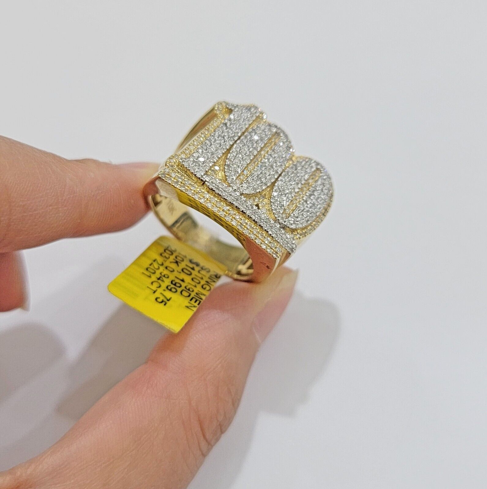 Real Diamonds 10k Yellow Gold Mens Ring Number 100 Style , New , Size 10 , SALE - GoldenlinQ