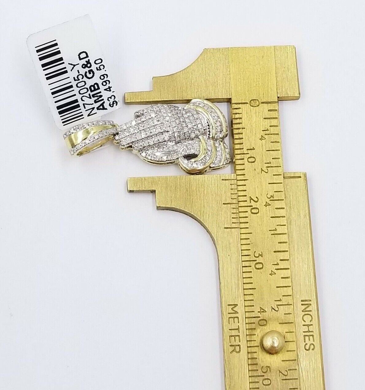 Real Diamonds Praying hand Charm Pendant 0.45CT Diamond ,10KT Real Yellow Gold - GoldenlinQ