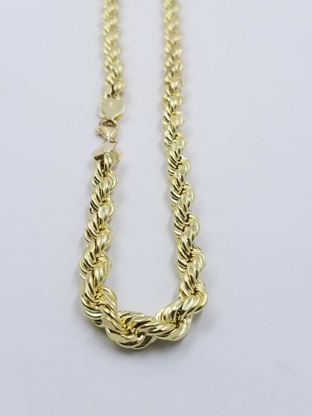 Real Gold 10k Rope Necklace Men' Chain 8mm 18" - 30" Inch Yellow Gold Diamond Cuts - GoldenlinQ