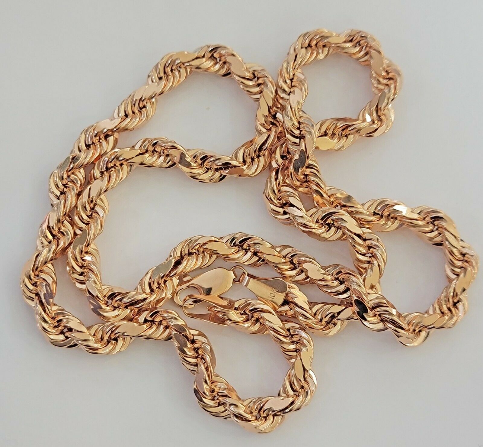 Real Gold 10k Rope Necklace Men Chain 8mm 22" - 30" Inch Rose Gold SOLID 10kt - GoldenlinQ