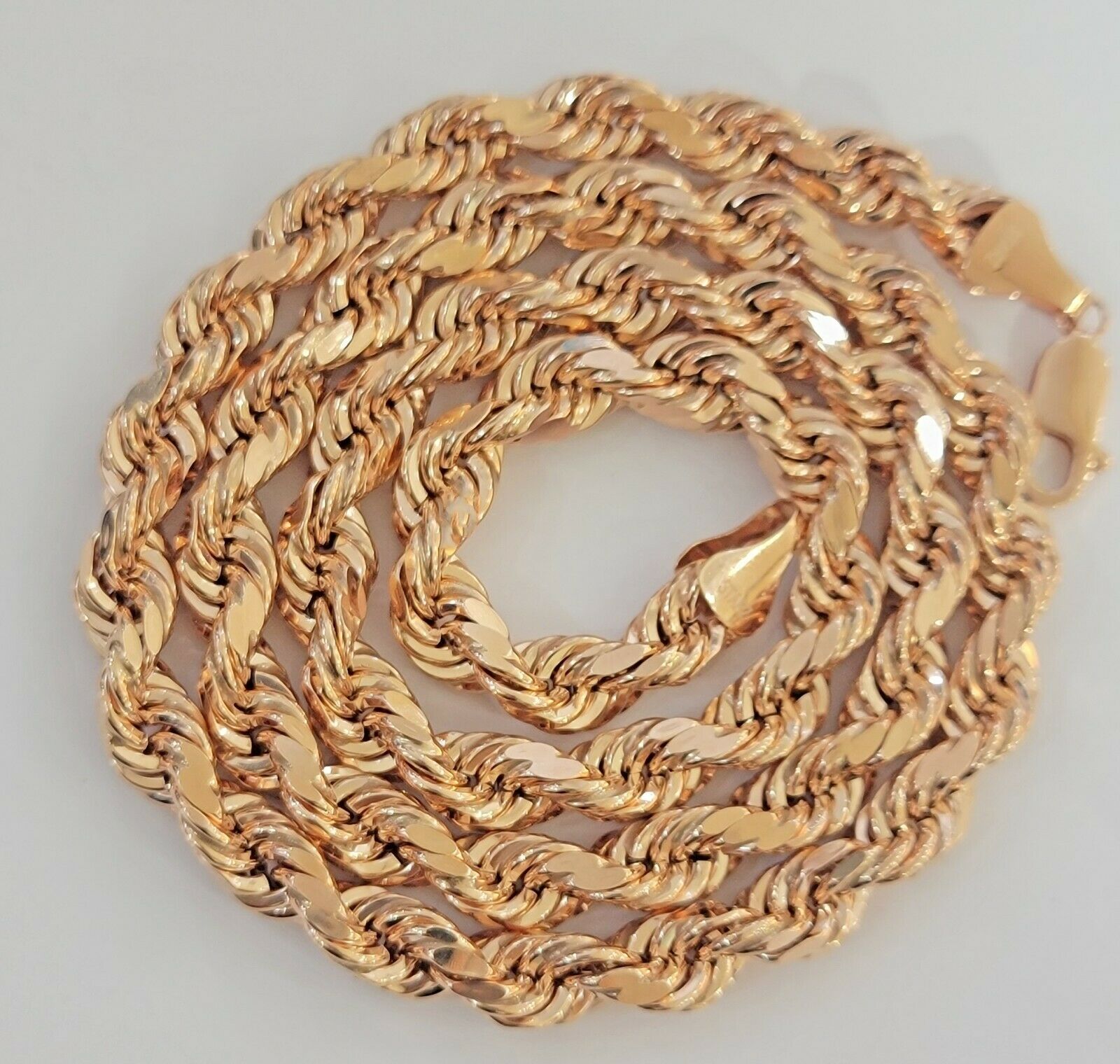 Real Gold 10k Rope Necklace Men Chain 8mm 22" - 30" Inch Rose Gold SOLID 10kt - GoldenlinQ
