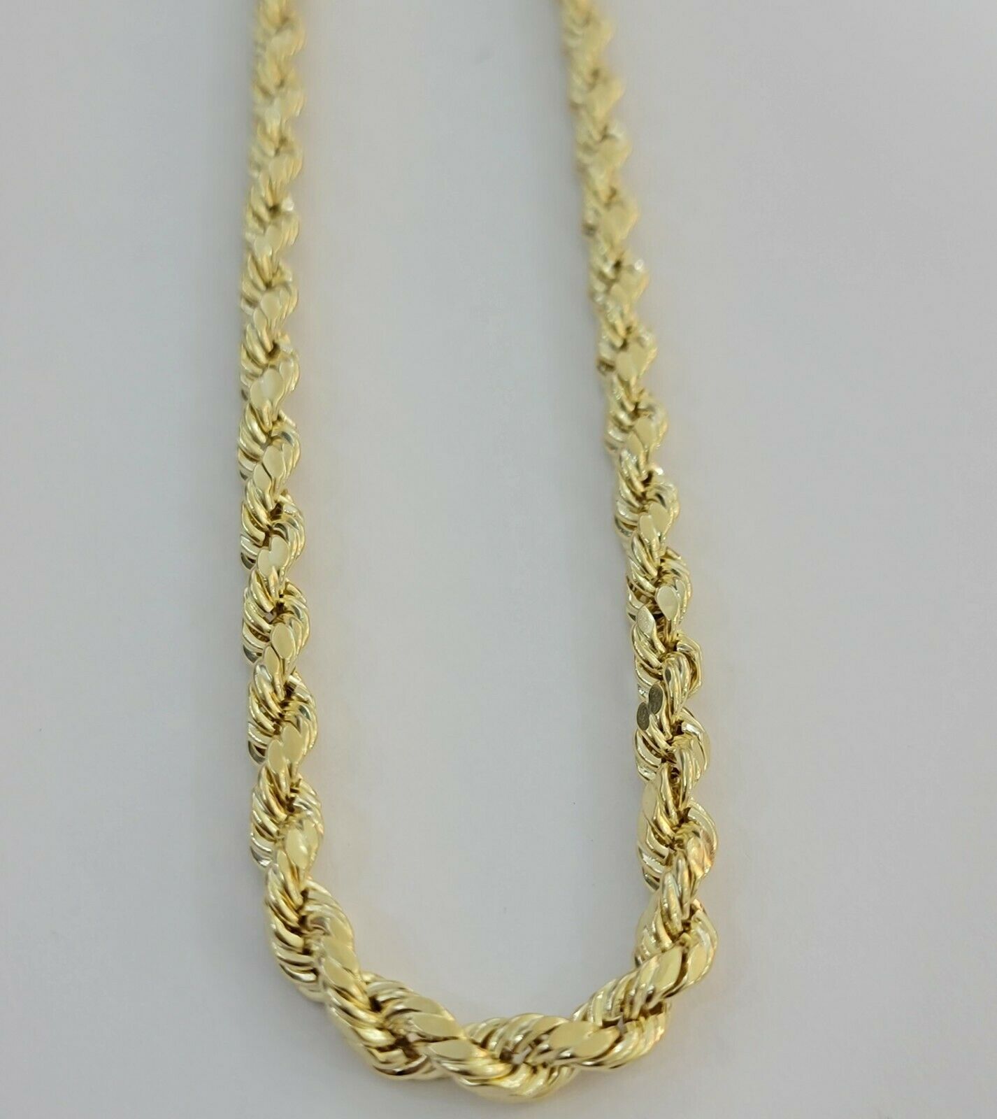 Real Gold 10k Rope Necklace Mens Chain 6mm 18" - 30" Inch Yellow Gold Diamond Cuts - GoldenlinQ