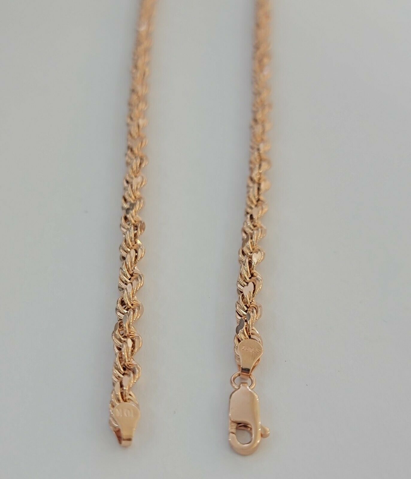 Real Gold 10k Rose Gold Rope Necklace Men Chain 4mm 20" - 26" Inch 10kt Men Women - GoldenlinQ