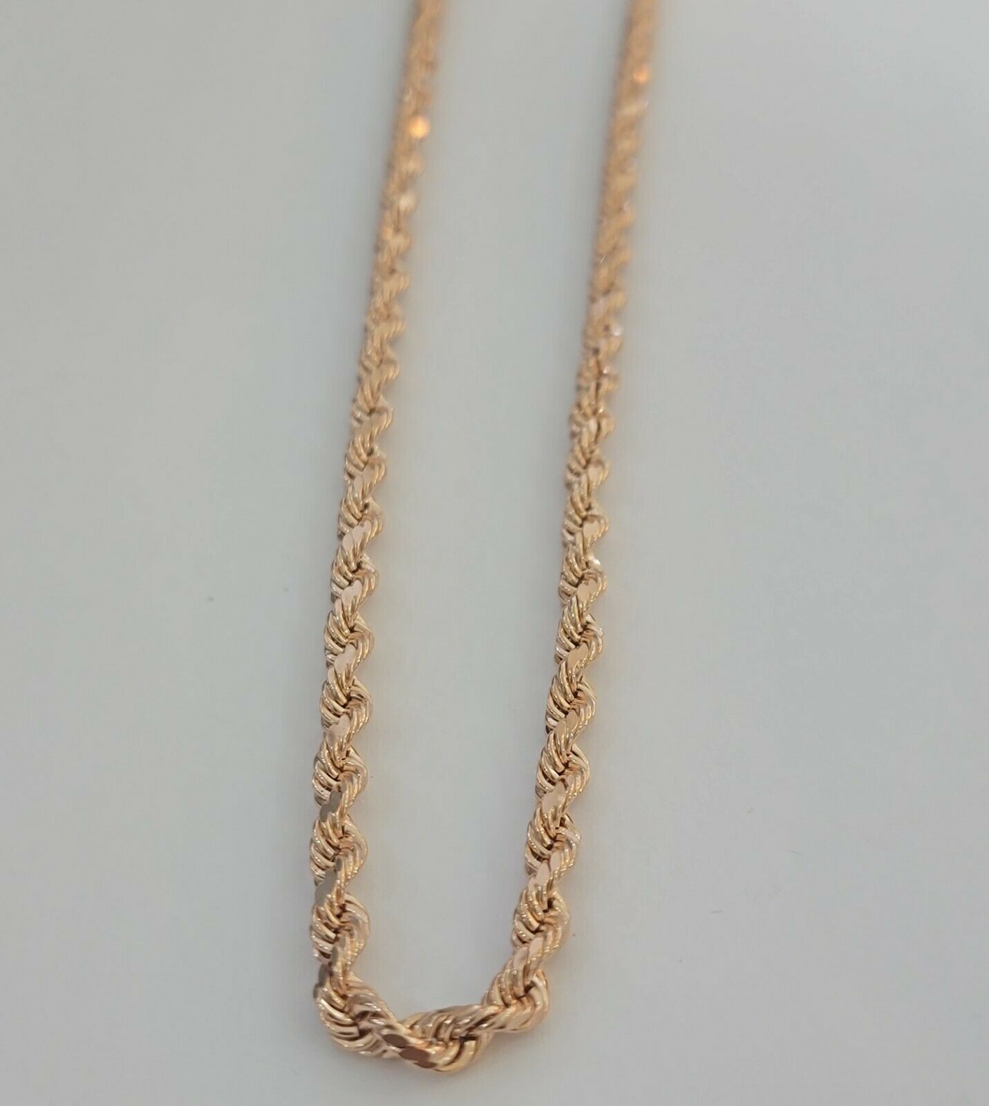 Real Gold 10k Rose Gold Rope Necklace Men Chain 4mm 20" - 26" Inch 10kt Men Women - GoldenlinQ