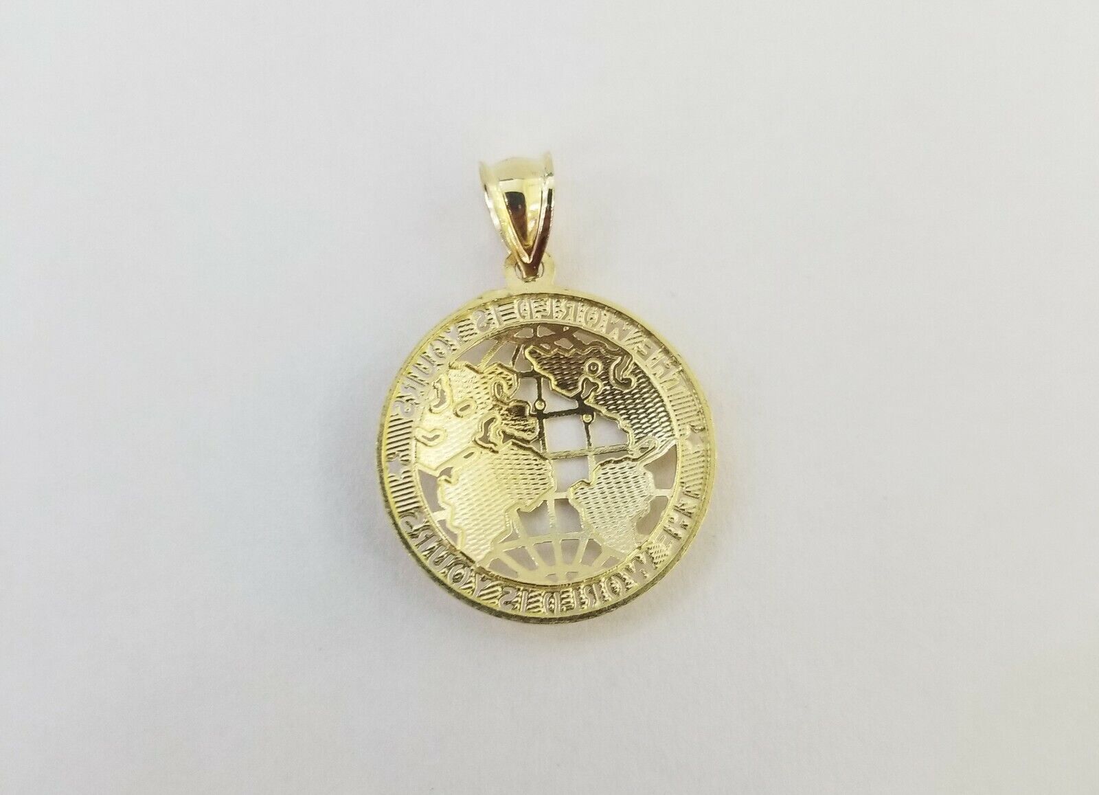 Real Gold 10k The World is Yours Map Pendant Diamond Cut 10kt - GoldenlinQ