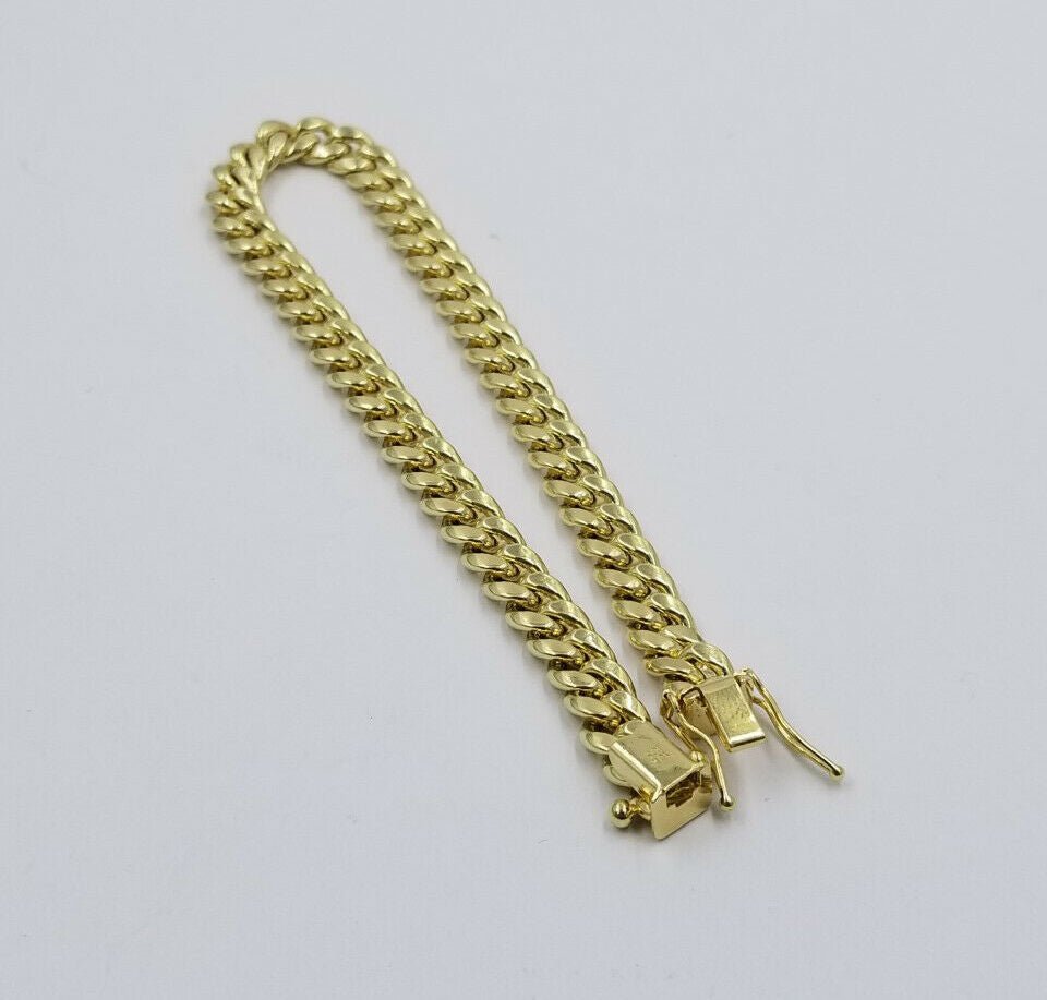 Real Gold 10k yellow Gold Cuban link bracelet 6mm 8" Long Box Lock men's Strong - GoldenlinQ