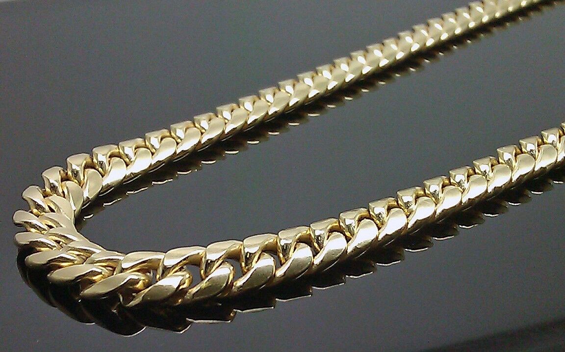 Real Gold 7mm 24" Mens Cuban Link Necklace 10KT yellow Gold Chain Strong Links - GoldenlinQ