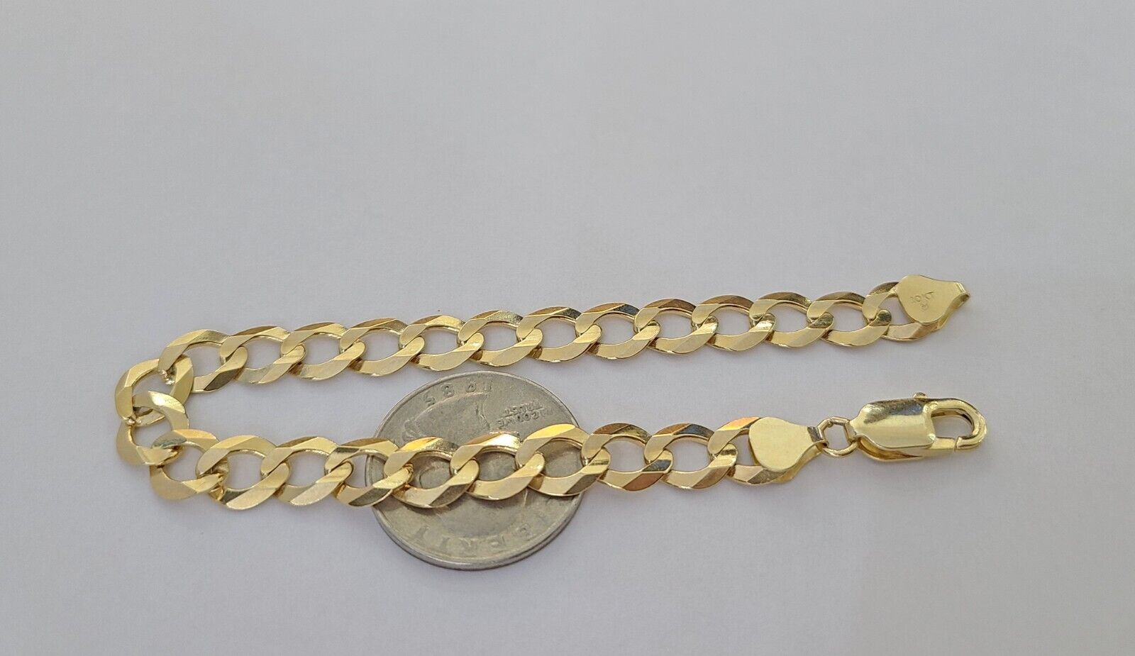 Real Gold Bracelet 10k Gold 8mm Link 8 Inch Men Women Cuban Curb Link - GoldenlinQ