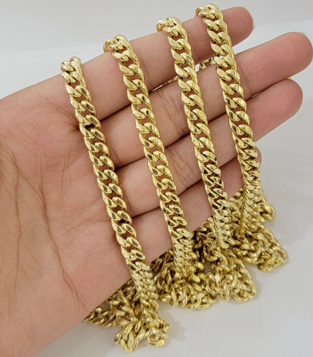 Real Gold chain 7mm 24 Inch Miami Cuban Link Necklace 10kt Yellow Gold For Mens - GoldenlinQ