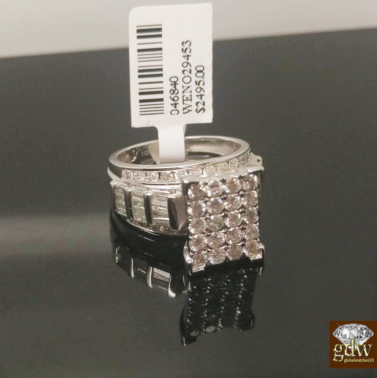 REAL Gold Diamond Ladies Ring 2Ct Diamond 10k White Gold Engagement Wedding Band - GoldenlinQ