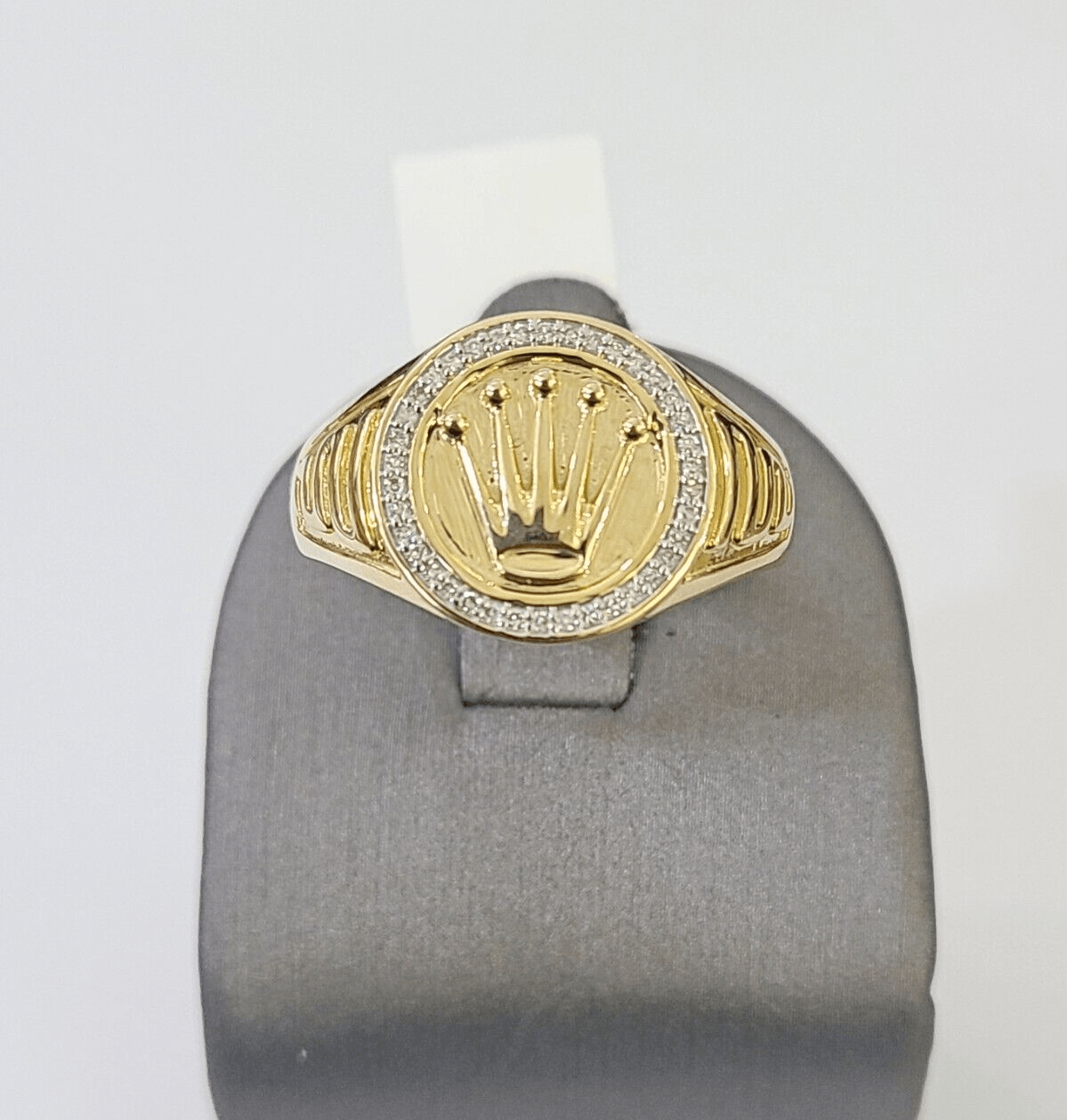 Real Gold Diamond Mens Ring Solid 10k Yellow Gold & Natural Diamond Casual Ring - GoldenlinQ