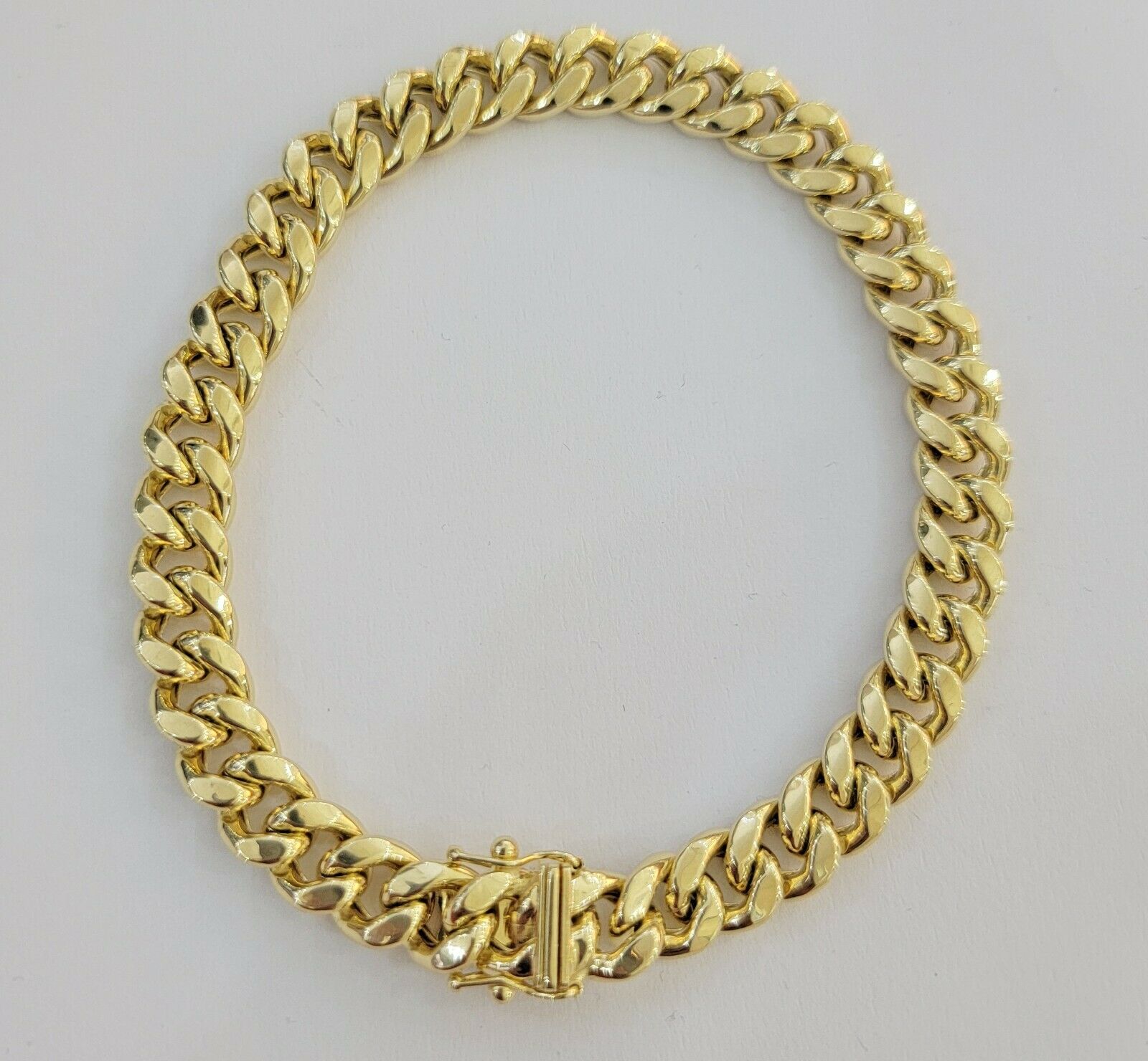 Real Gold Ladies Bracelet 10k Yellow Gold 7" Miami Cuban link Strong Link, Women - GoldenlinQ