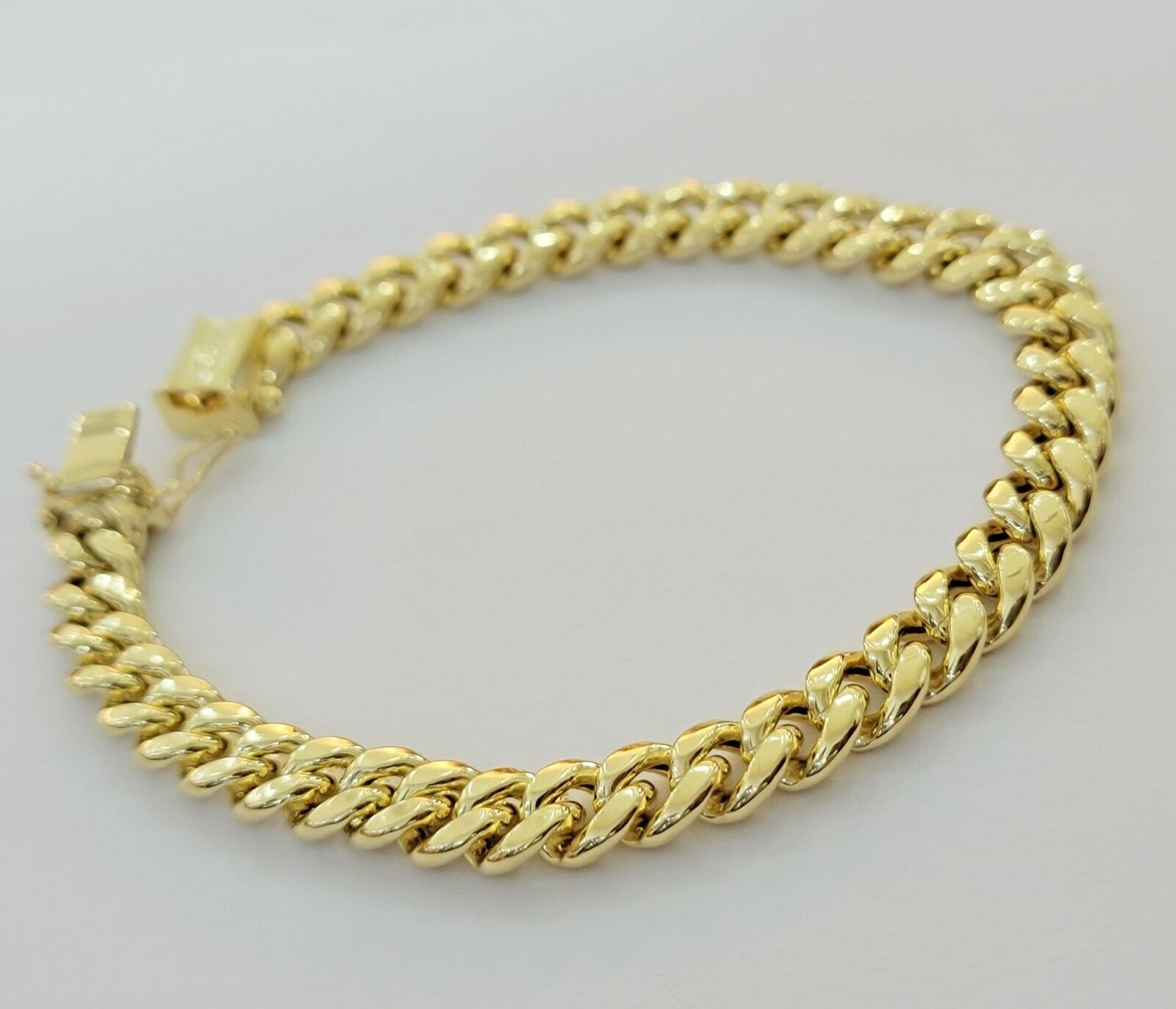 Real Gold Ladies Bracelet Miami Cuban Link 7" 8mm REAL 10kt Yellow Gold Women 10k - GoldenlinQ
