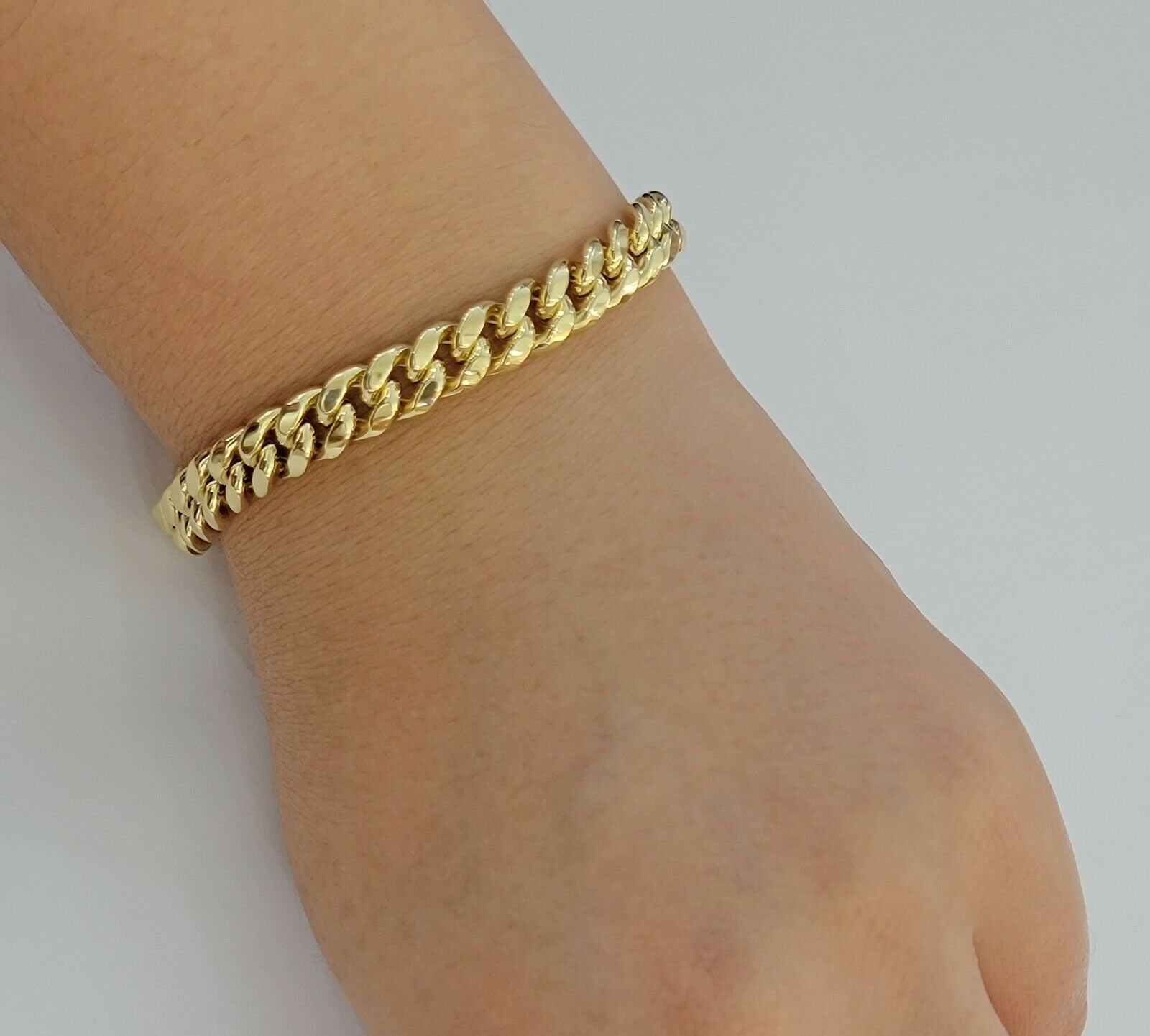Real Gold Ladies Bracelet Miami Cuban Link 7" 8mm REAL 10kt Yellow Gold Women 10k - GoldenlinQ