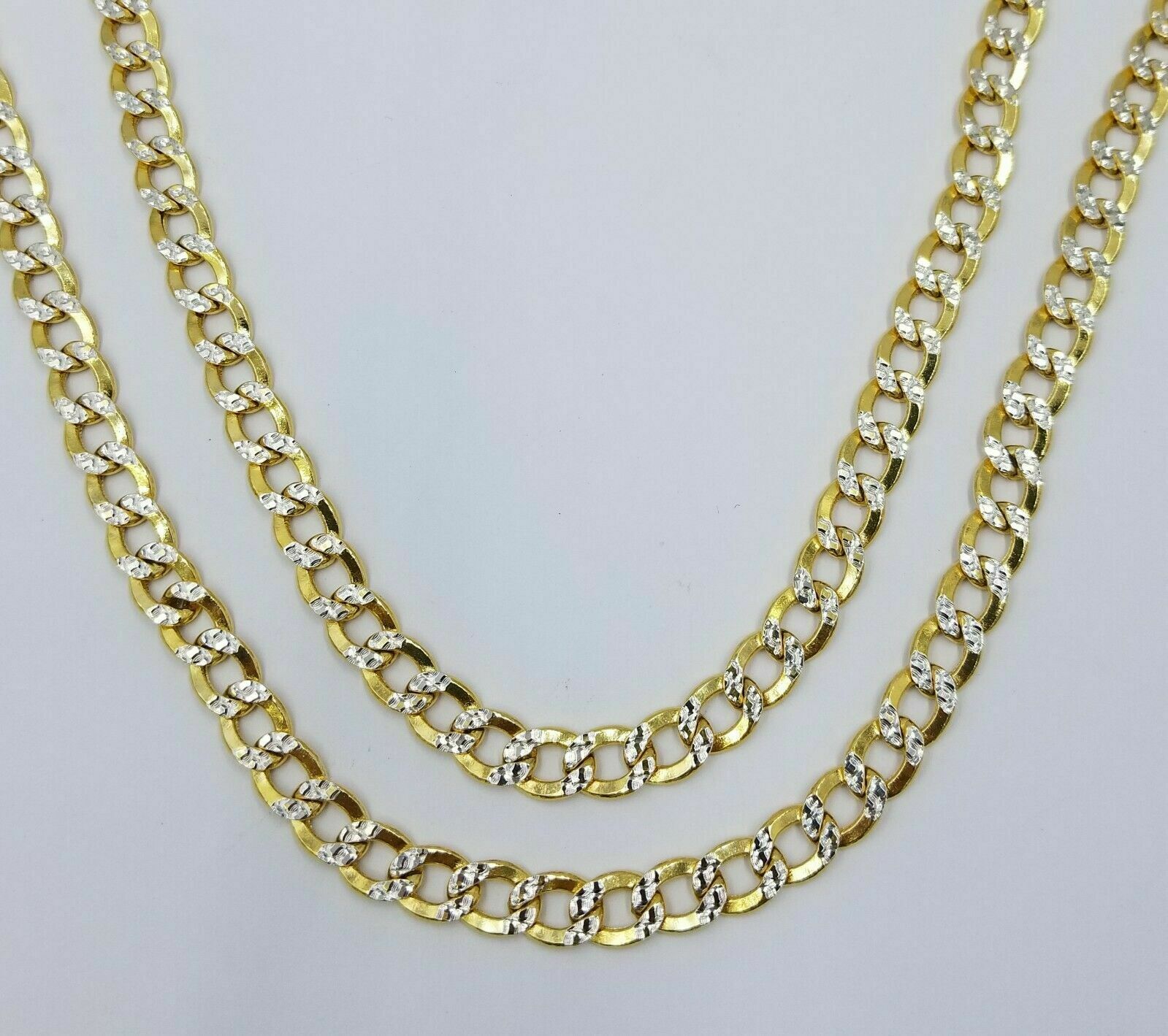 Real Gold Mens Necklace Cuban Link Diamond Cut 8mm 20" - 28" 10k Yellow Gold Chain - GoldenlinQ