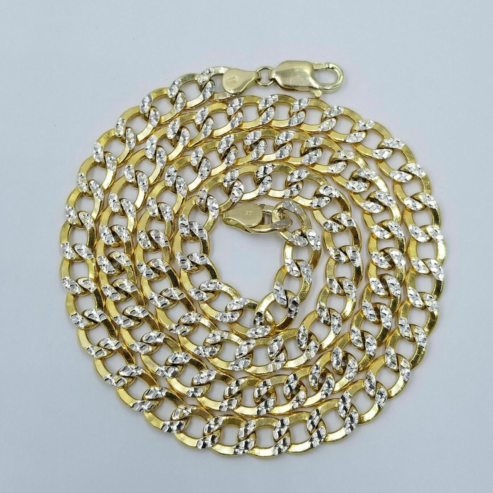 Real Gold Mens Necklace Cuban Link Diamond Cut 8mm 20" - 28" 10k Yellow Gold Chain - GoldenlinQ