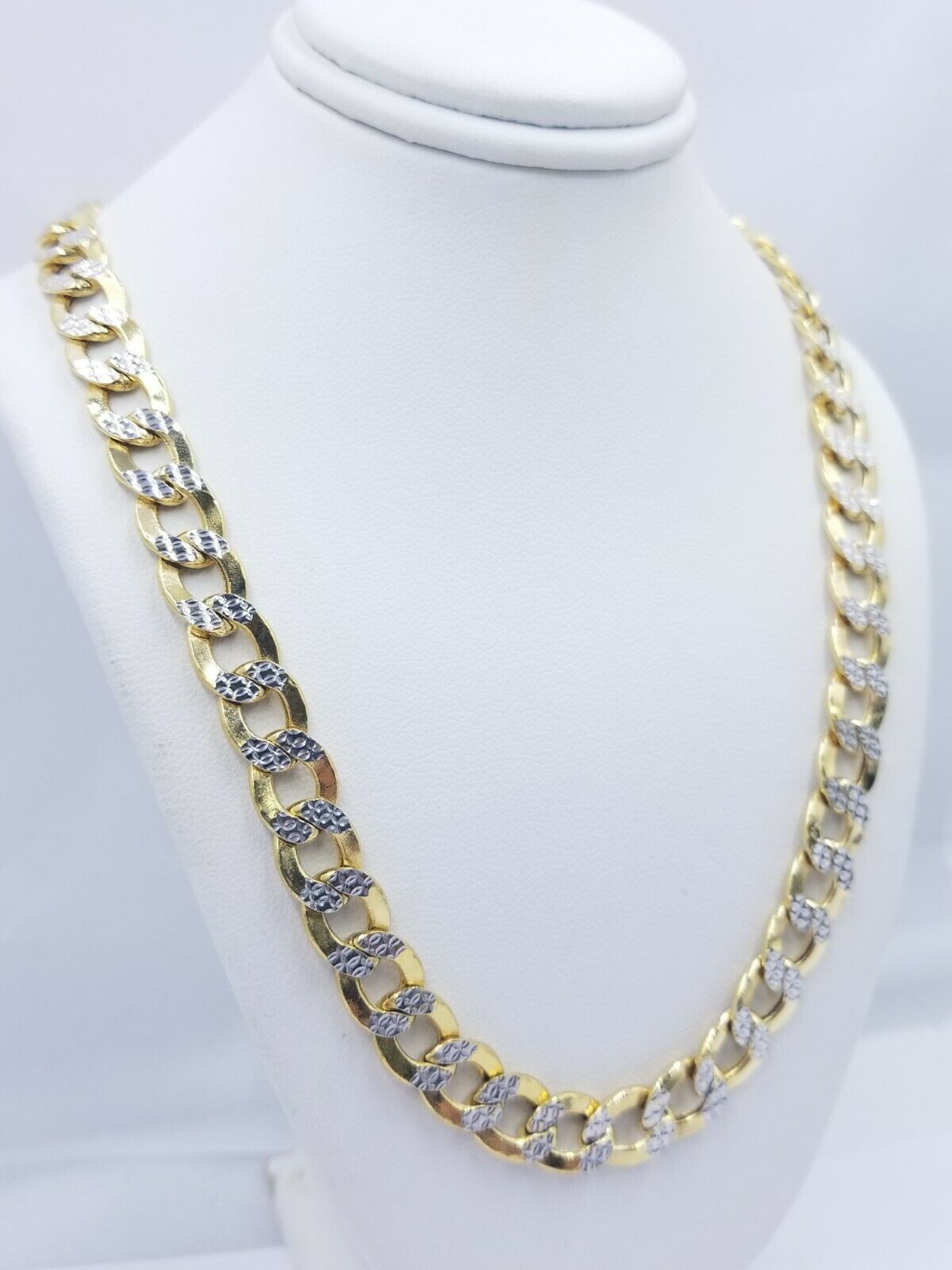 Real Gold Mens Necklace Cuban Link Diamond Cut 8mm 20" - 28" 10k Yellow Gold Chain - GoldenlinQ