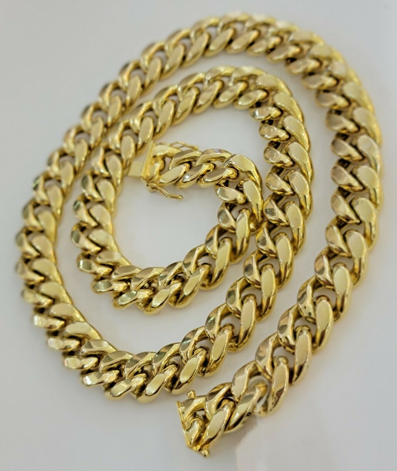 Real Gold Necklace Miami Cuban Link Chain THICK 13MM 20" - 30" 10KT Yellow Gld MEN - GoldenlinQ
