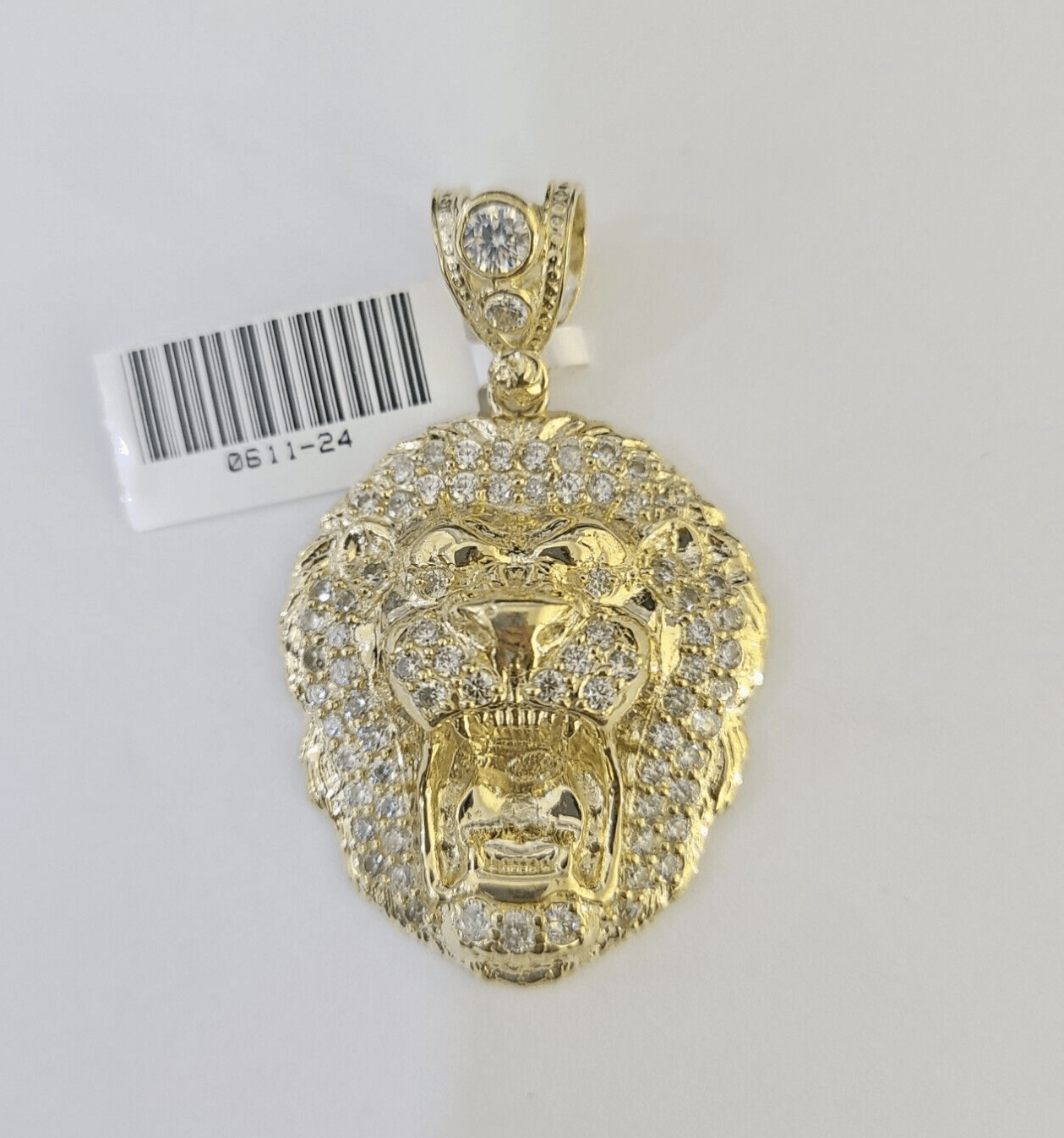 Real Gold Roaring Lion Head Charm Pendant 10k Yellow Gold 2" Men Women - GoldenlinQ