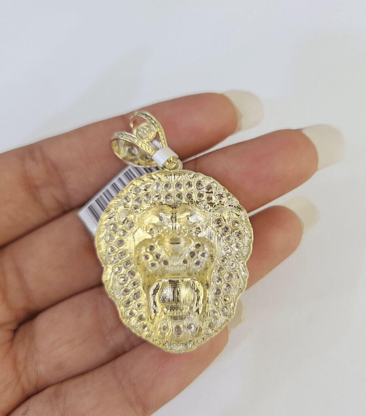 Real Gold Roaring Lion Head Charm Pendant 10k Yellow Gold 2" Men Women - GoldenlinQ