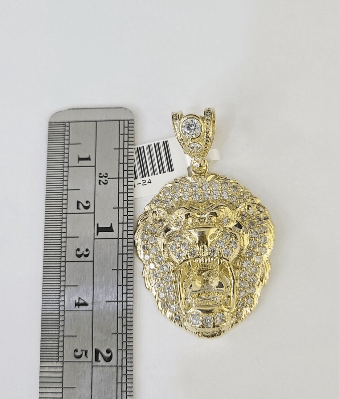 Real Gold Roaring Lion Head Charm Pendant 10k Yellow Gold 2" Men Women - GoldenlinQ