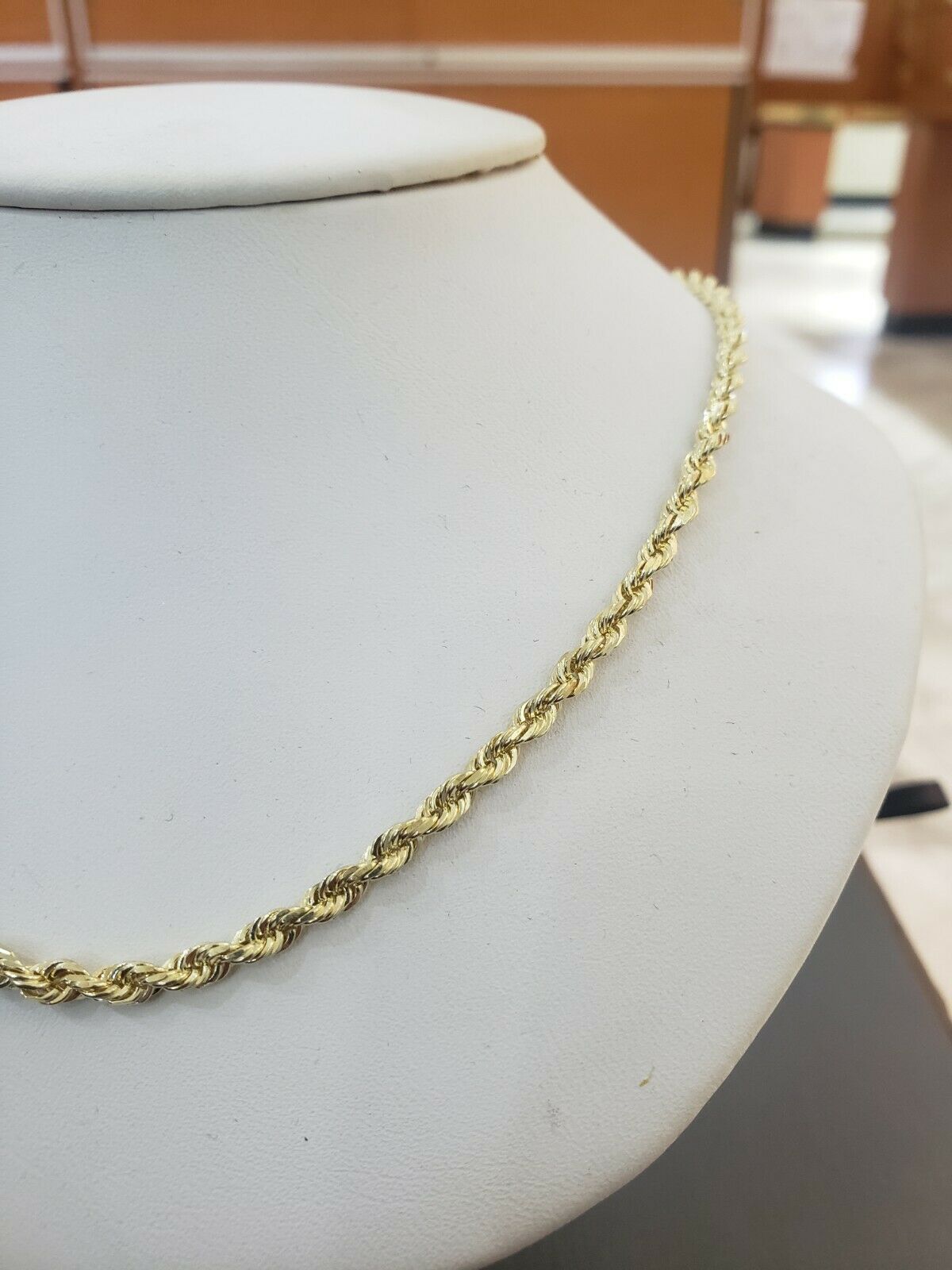Real Gold Rope Chain Solid 14k Yellow Gold Necklace 18" - 28" 3.5mm Diamond Cut - GoldenlinQ