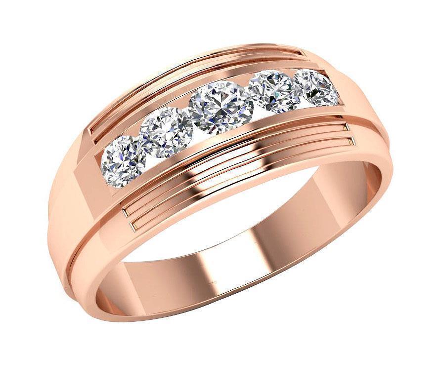 REAL Men 14k Rose Gold 1CT Diamond Band Engagement Wedding Anniversary Ring 14KT - GoldenlinQ