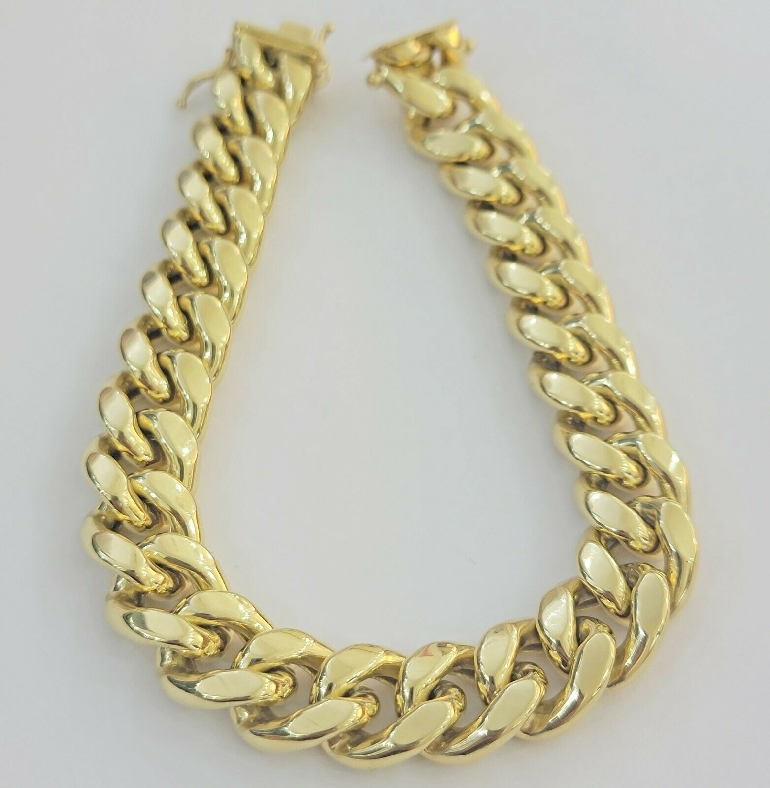 REAL Mens 10k Gold Miami Cuban Bracelet 8" 13mm 10 kt Yellow Gold Strong Links - GoldenlinQ
