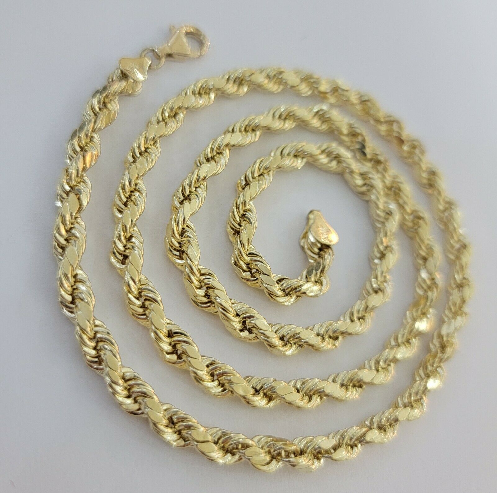Real Solid 10k Rope Necklace 6mm Chain 18" - 30" Inch 10kt Yellow Gold Diamond Cut - GoldenlinQ