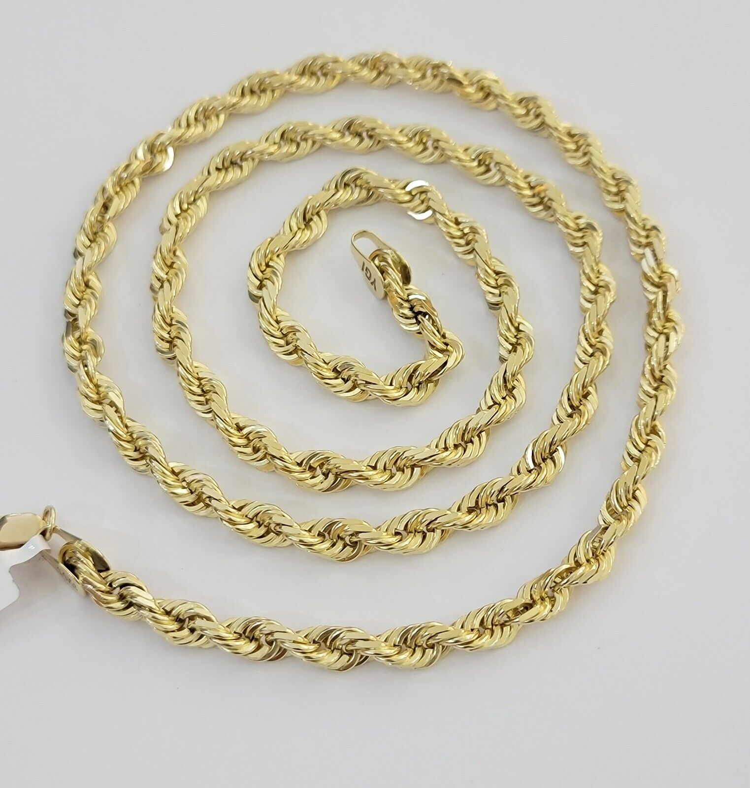 Real Solid 10k Rope Necklace 6mm Chain 18" - 30" Inch 10kt Yellow Gold Diamond Cut - GoldenlinQ