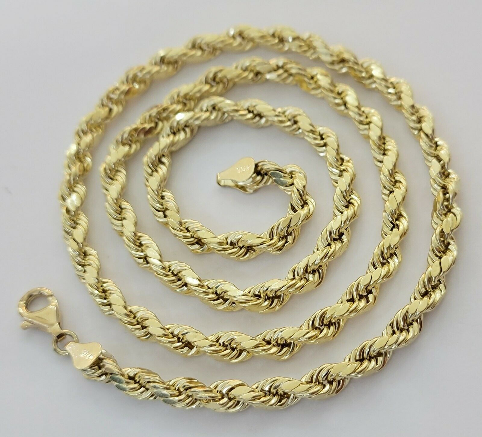 Real Solid 10k Rope Necklace 6mm Chain 18" - 30" Inch 10kt Yellow Gold Diamond Cut - GoldenlinQ
