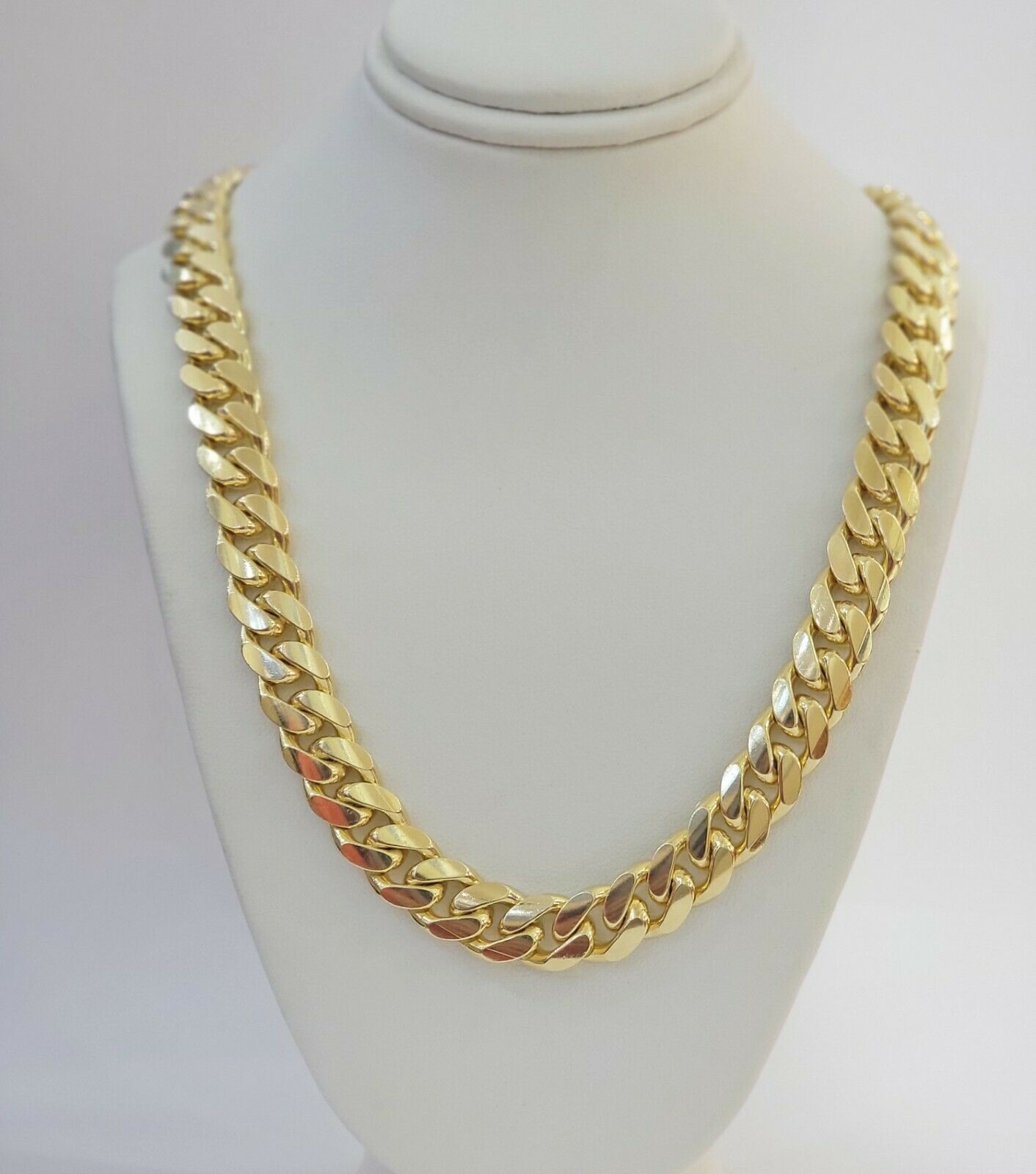 REAL Solid 10k Yellow Gold Chain 10mm Miami Cuban Link Necklace 26" Men Box Lock - GoldenlinQ