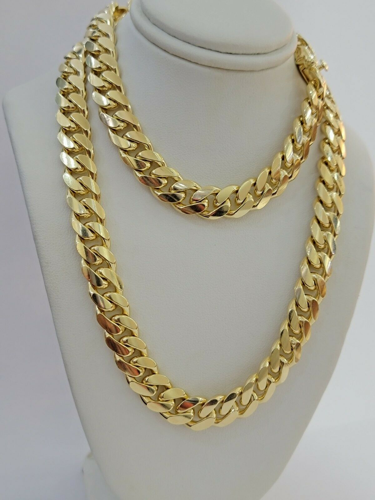 REAL Solid 10k Yellow Gold Chain 10mm Miami Cuban Link Necklace 26" Men Box Lock - GoldenlinQ