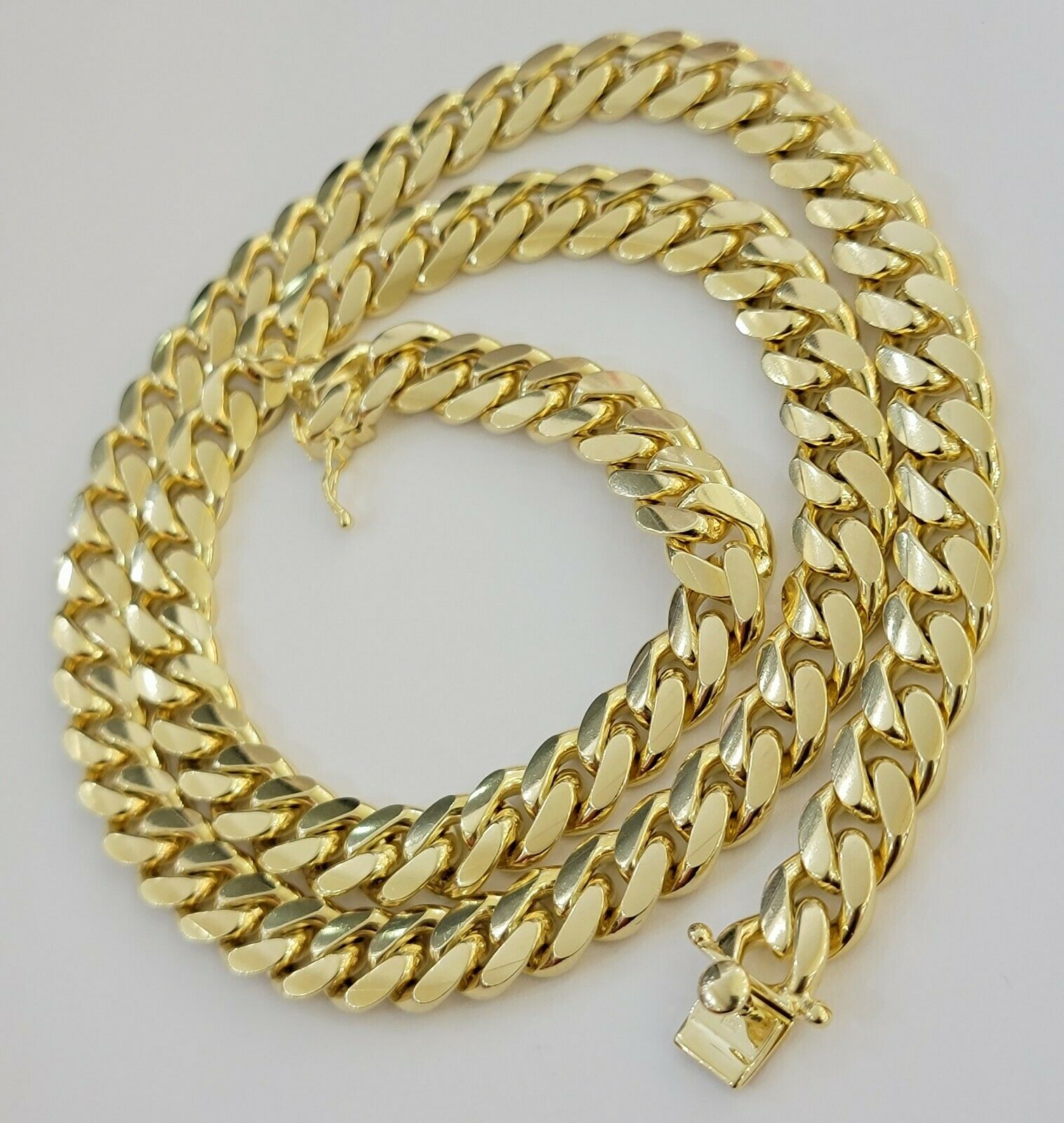 REAL Solid 10k Yellow Gold Chain 10mm Miami Cuban Link Necklace 26" Men Box Lock - GoldenlinQ