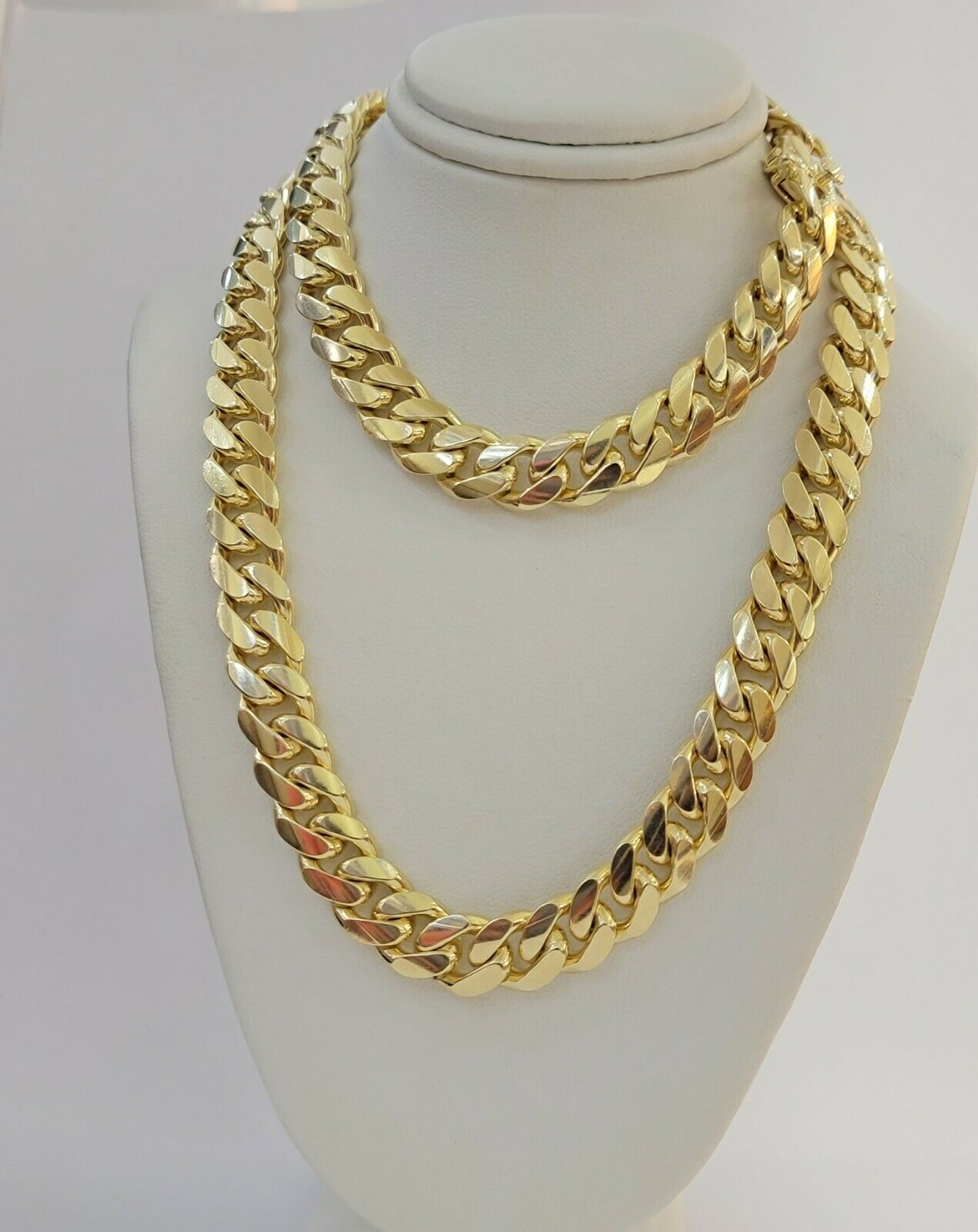 REAL Solid 10k Yellow Gold Chain 10mm Miami Cuban Link Necklace 26" Men Box Lock - GoldenlinQ